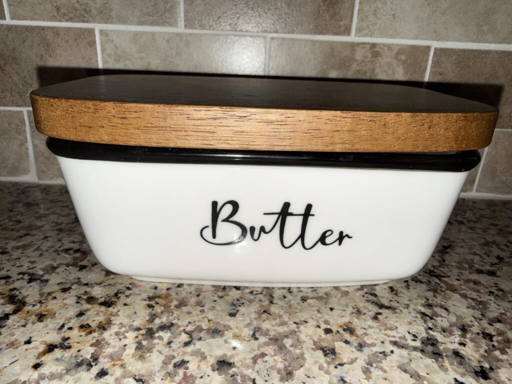 ALELION Large Ceramic Butter Dish for Countertop, Butter Keeper with Thick Acacia Wood Lid Customer Review Best Butter Dish