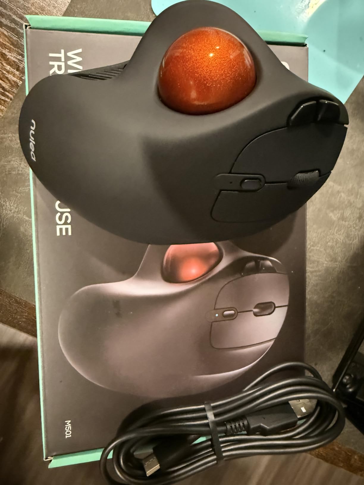 Nulea M501 Wireless Trackball Mouse Ergonomic Thumb Control,4 DPI Levels | Rechargeable mouse with bluetooth USB receiver,3 device use,smooth tracking,compatible with PC Mac Windows customer photo 2