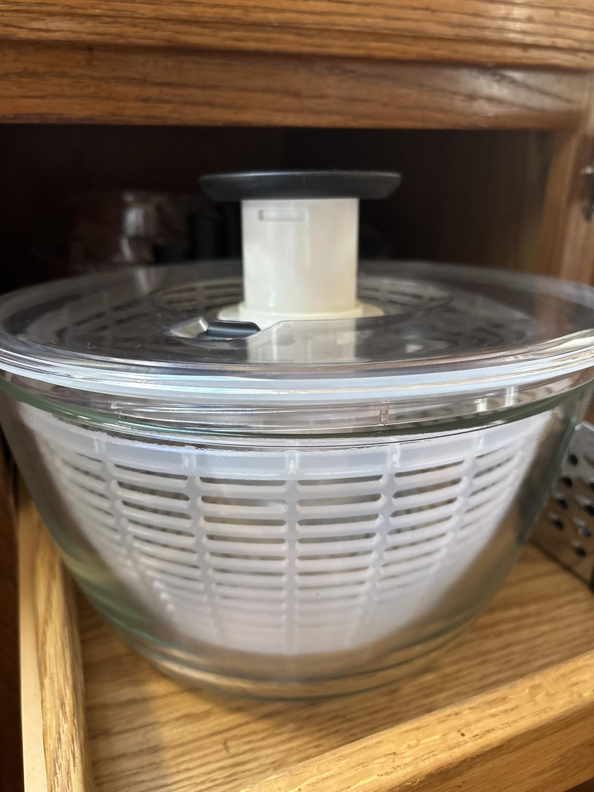 OXO Good Grips Glass Salad Spinner - Large 6.22-Qt Lettuce & Fruit Washer, Borosilicate Glass Bowl, BPA-Free, Easy Pump - Customer Photo 1