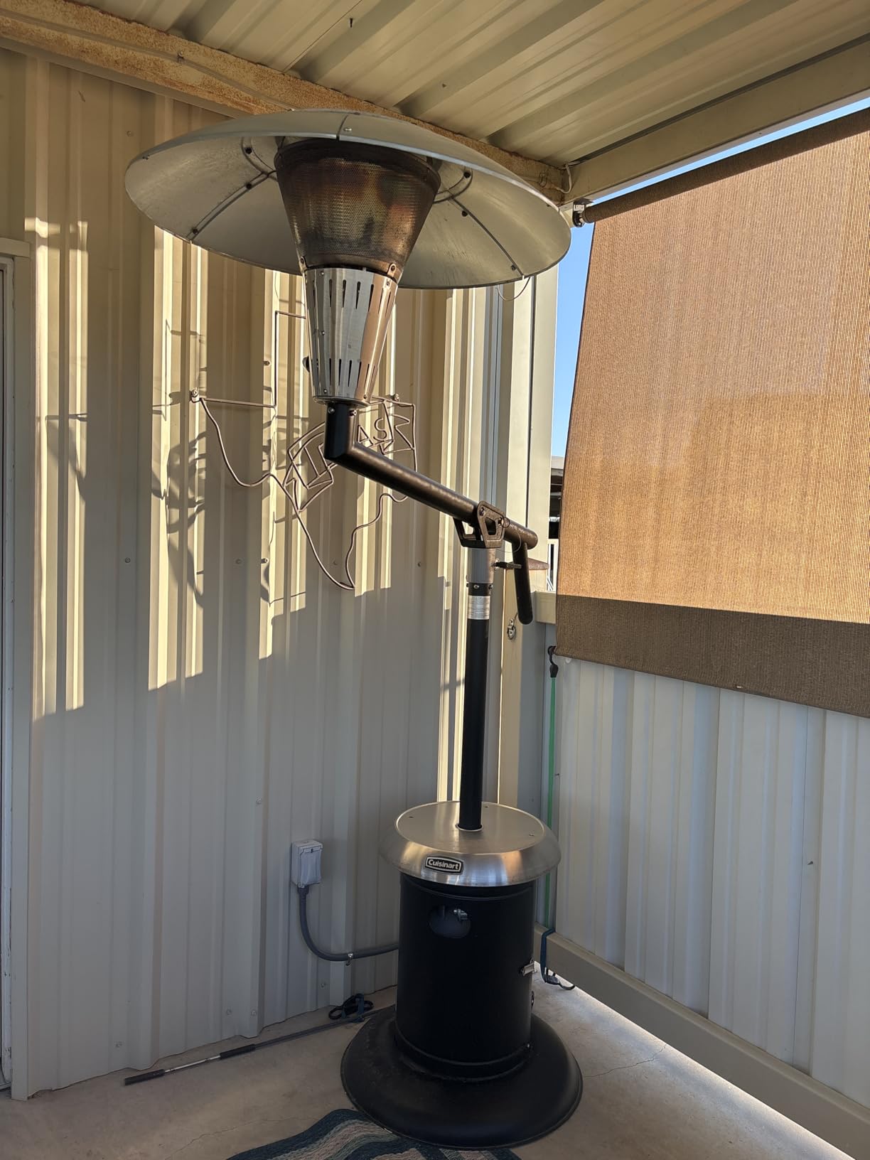Cuisinart Perfect Position Propane Patio Heater, 38,200 BTU Powerful Directional Stainless Steel Outdoor Heater with Hidden Tank and Drink Table, Swivel Arm and Reflective Heat Shield Customer Review Cuisinart Perfect Position Propane Patio Heater, 38,200 BTU Powerful Directional Stainless Steel Outdoor Heater with Hidden Tank and Drink Table, Swivel Arm and Reflective Heat Shield - Customer Photo 1
