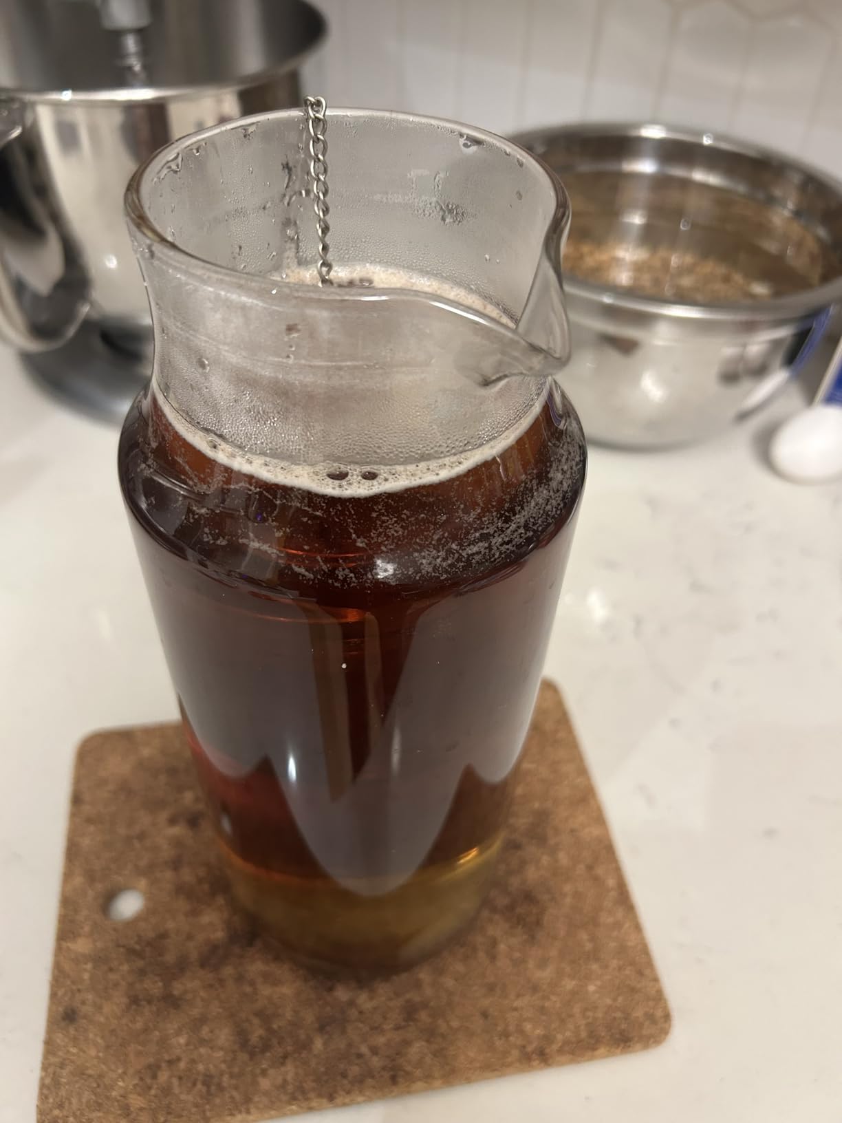 Bivvclaz 2 Liter 68 oz Glass Pitcher with Lid and Handle, Glass Carafe for Hot/Cold Water, Large Iced Tea Pitcher for Coffee, Juice and Homemade Beverage - Customer Photo 2
