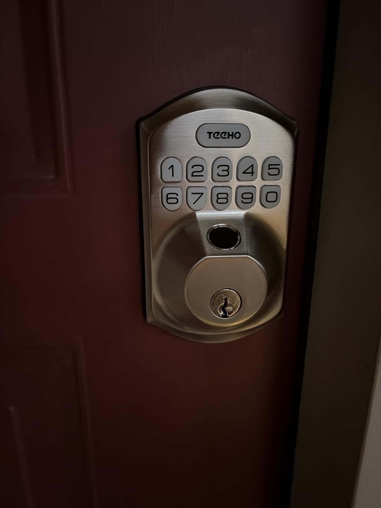 TEEHO TE002 Fingerprint Door Lock - Keyless Entry Electronic Keypad Deadbolt with 2 Backup Keys - Auto Lock - Easy Installation - Smart Locks for Front Door - Matte Black - Customer Photo 1