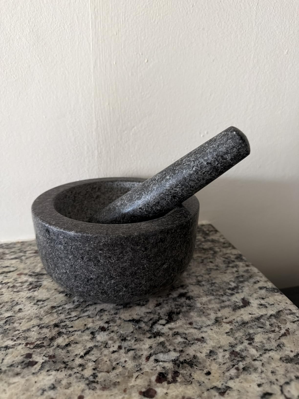 Priority Chef Heavy Duty Mortar and Pestle Set, 1.5 Cup, 100% Granite, Non Slip Base, Make Fresh Guacamole, Salsa, Pesto, Stone Grinder Bowl, Herb Crusher, Spice Grinder, 5.5 Inch - Black - Customer Photo 1