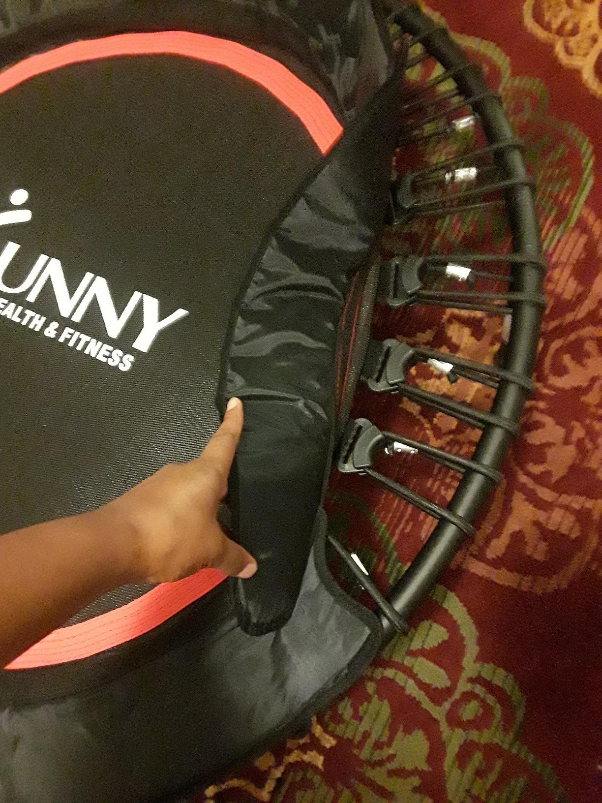 Sunny Health & Fitness Springless Mini Fitness Trampoline – Premium Adjustable Bungee-Style Indoor/Outdoor Exercise Rebounder for Quieter and Safer Workouts Customer Review Sunny Health & Fitness Springless Mini Fitness Trampoline – Premium Adjustable Bungee-Style Indoor/Outdoor Exercise Rebounder for Quieter and Safer Workouts - Customer Photo 2