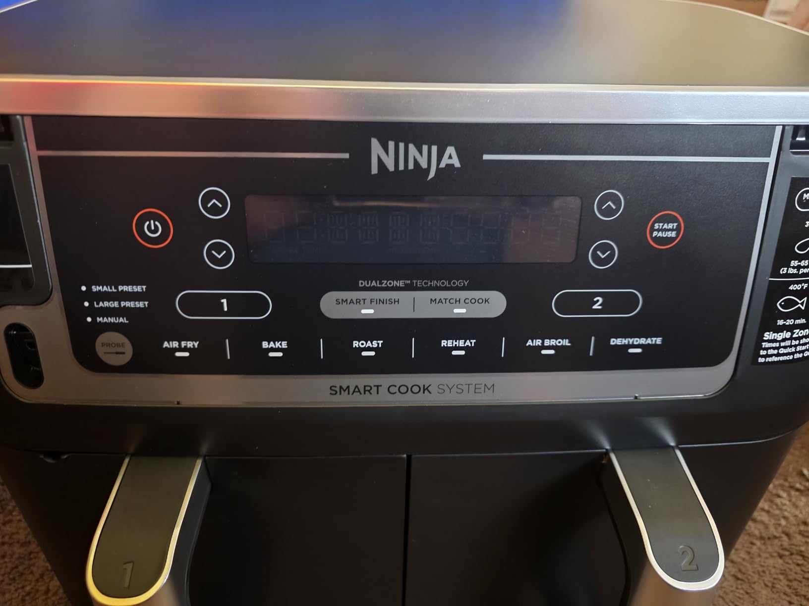 Ninja DZ550 Foodi 10 Quart 6-in-1 DualZone Smart XL Air Fryer with 2 Independent Baskets, Cook Thermometer for Perfect Doneness, Match and Finish to Roast, Dehydrate and More, Black customer photo 1