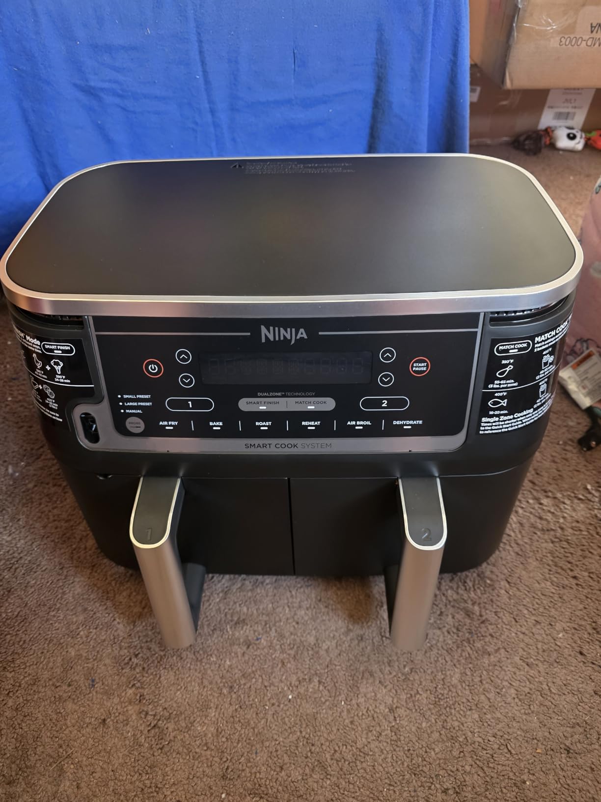 Ninja DZ550 Foodi 10 Quart 6-in-1 DualZone Smart XL Air Fryer with 2 Independent Baskets, Cook Thermometer for Perfect Doneness, Match and Finish to Roast, Dehydrate and More, Black customer photo 2