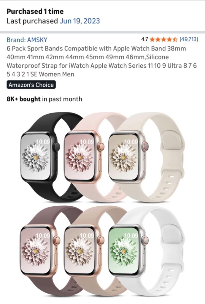 6 Pack Sport Bands Compatible with Apple Watch Band 38mm 40mm 41mm 42mm 44mm 45mm 49mm 46mm,Silicone Waterproof Strap for iWatch Apple Watch Series 11 10 9 Ultra 8 7 6 5 4 3 2 1 SE Women Men Customer Review Best Apple Watch Bands