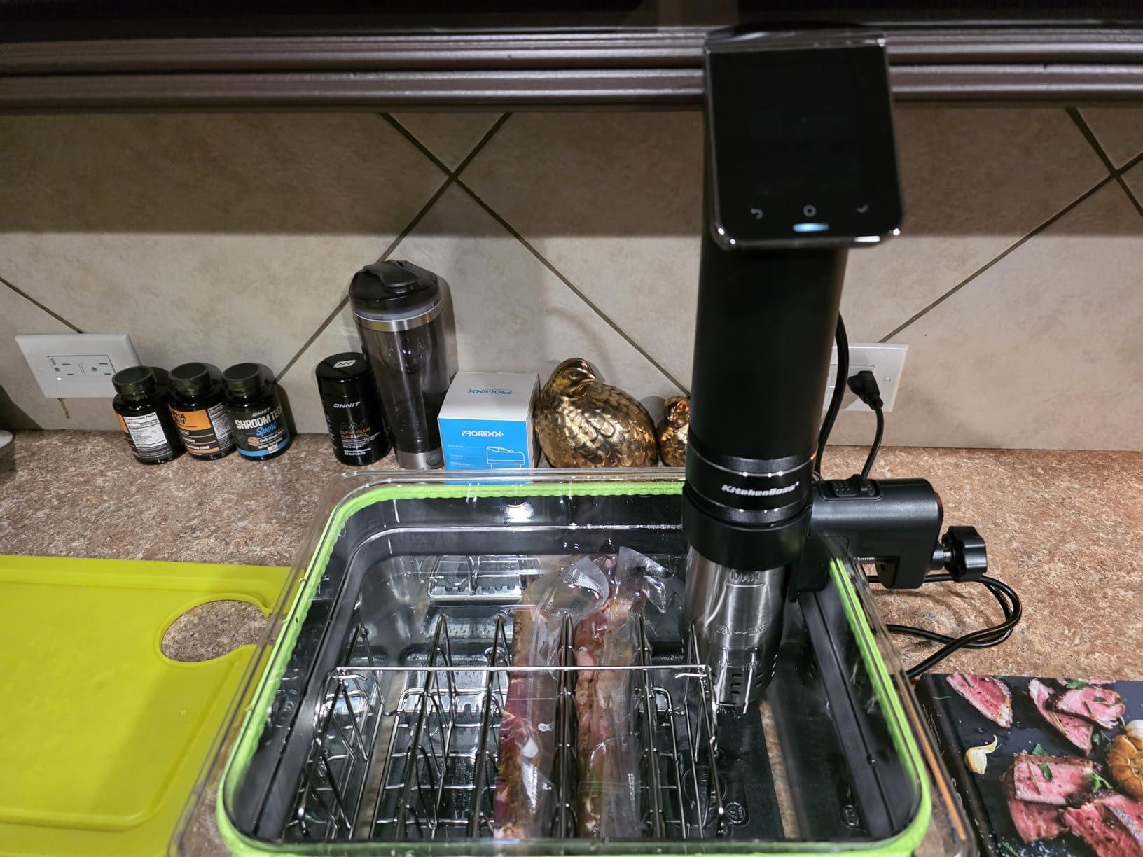 KitchenBoss WIFI Sous Vide Cooker: Ultra-Quiet Sous-vide Cooking Machine 1100 Watts Stainless Steel Immersion Circulator for Kitchen with TFT Preset Recipes, Black - Customer Photo 2