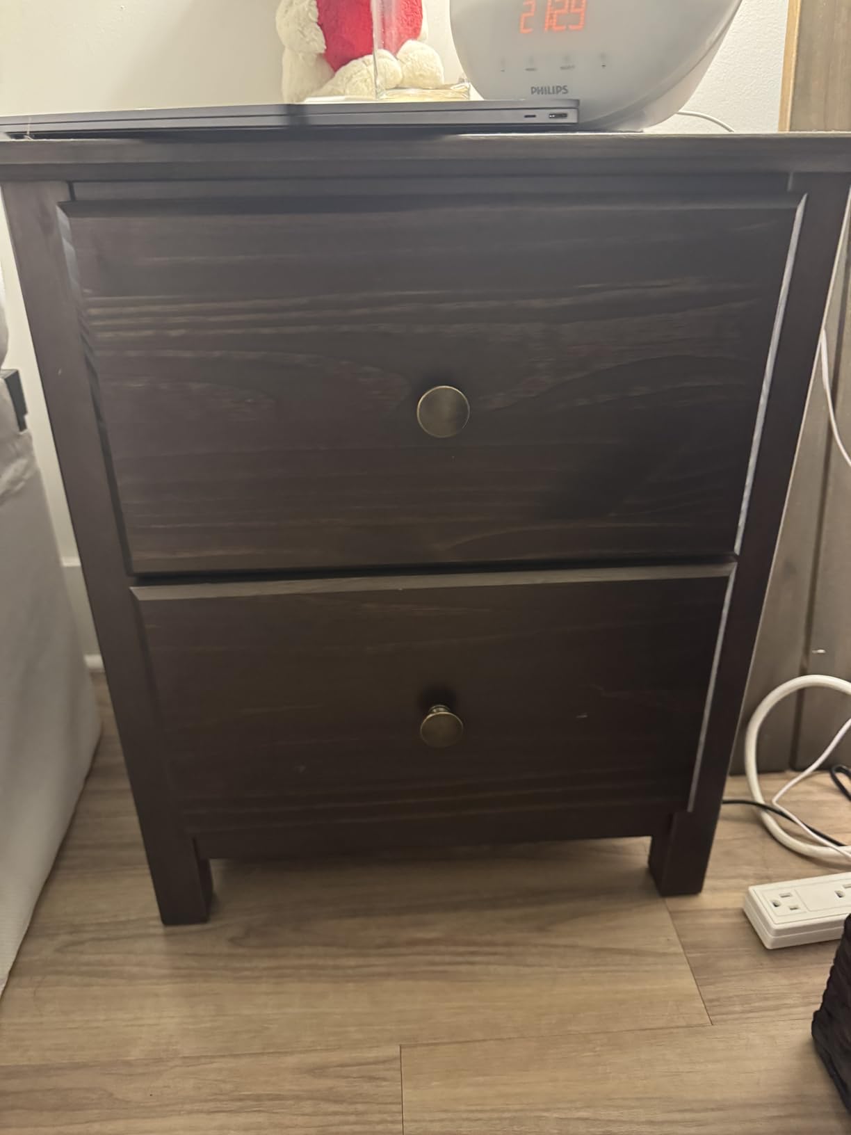 Grain Wood Furniture Shaker 2-Drawer Bedside Nightstand, Solid Wood with Walnut Finish - Customer Photo 1