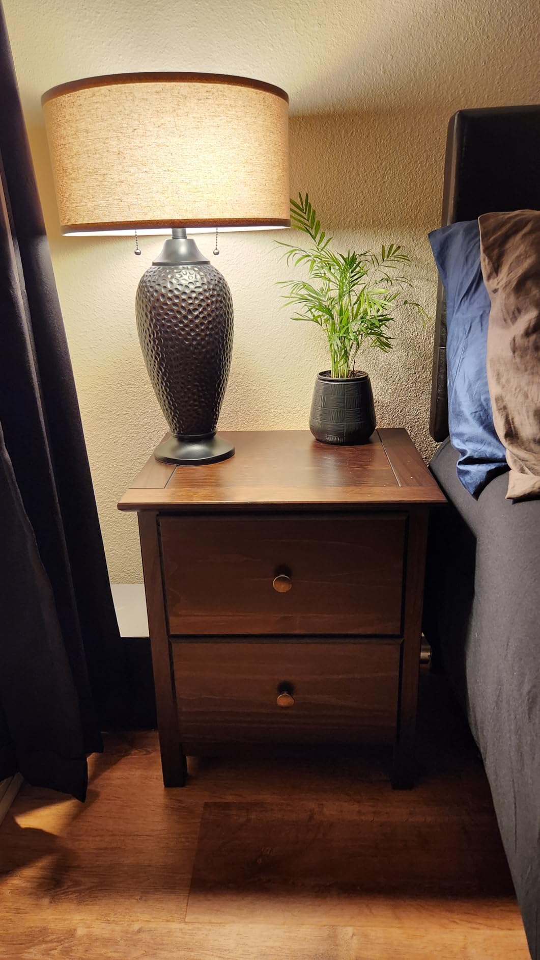 Grain Wood Furniture Shaker 2-Drawer Bedside Nightstand, Solid Wood with Walnut Finish - Customer Photo 4