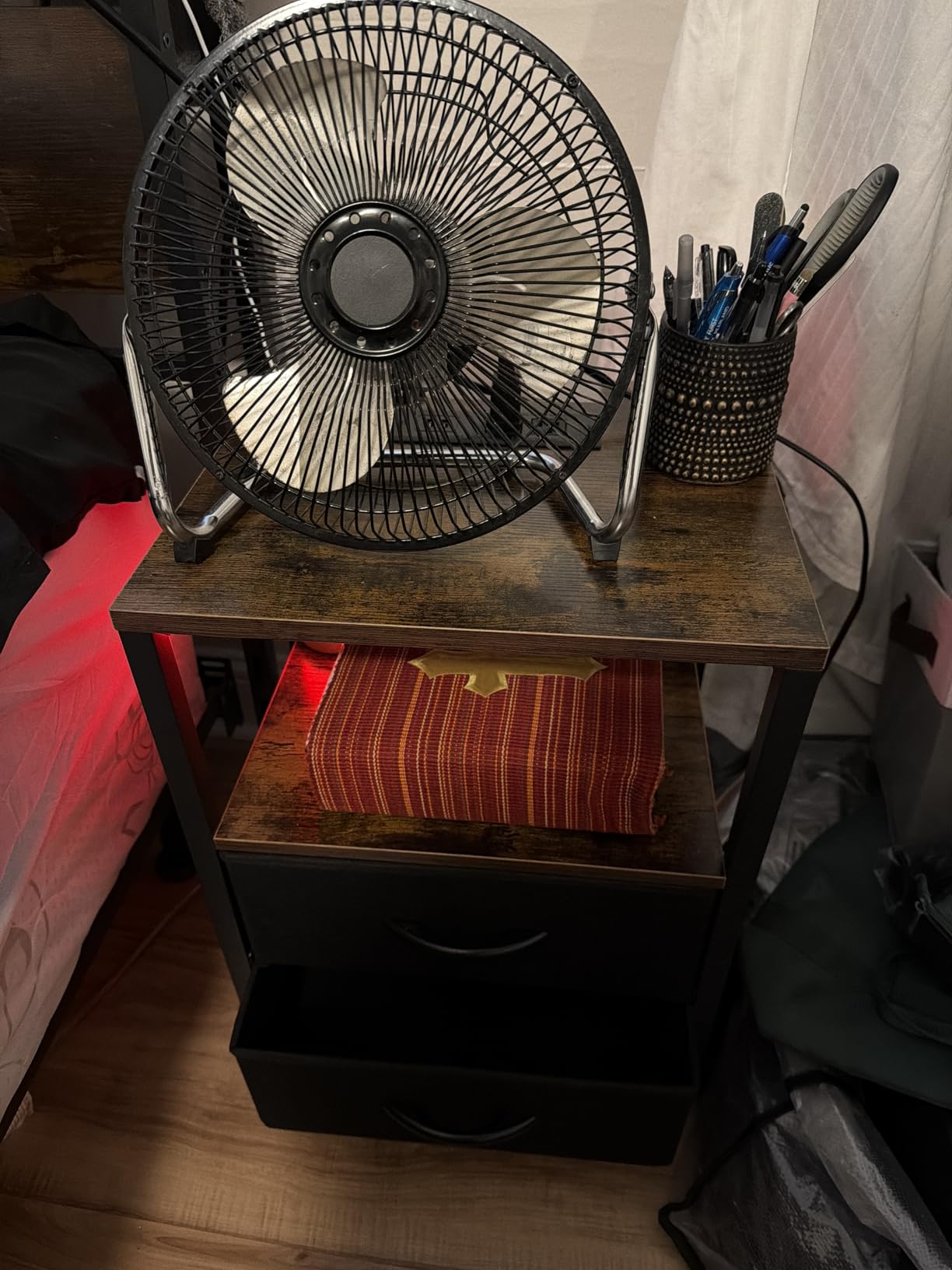 Yoobure Nightstand with Charging Station, Small Night Stand with Fabric Drawers and Storage Shelf for Bedrooms, Small Spaces, Bedside Table with USB Ports & Outlets - Customer Photo 3