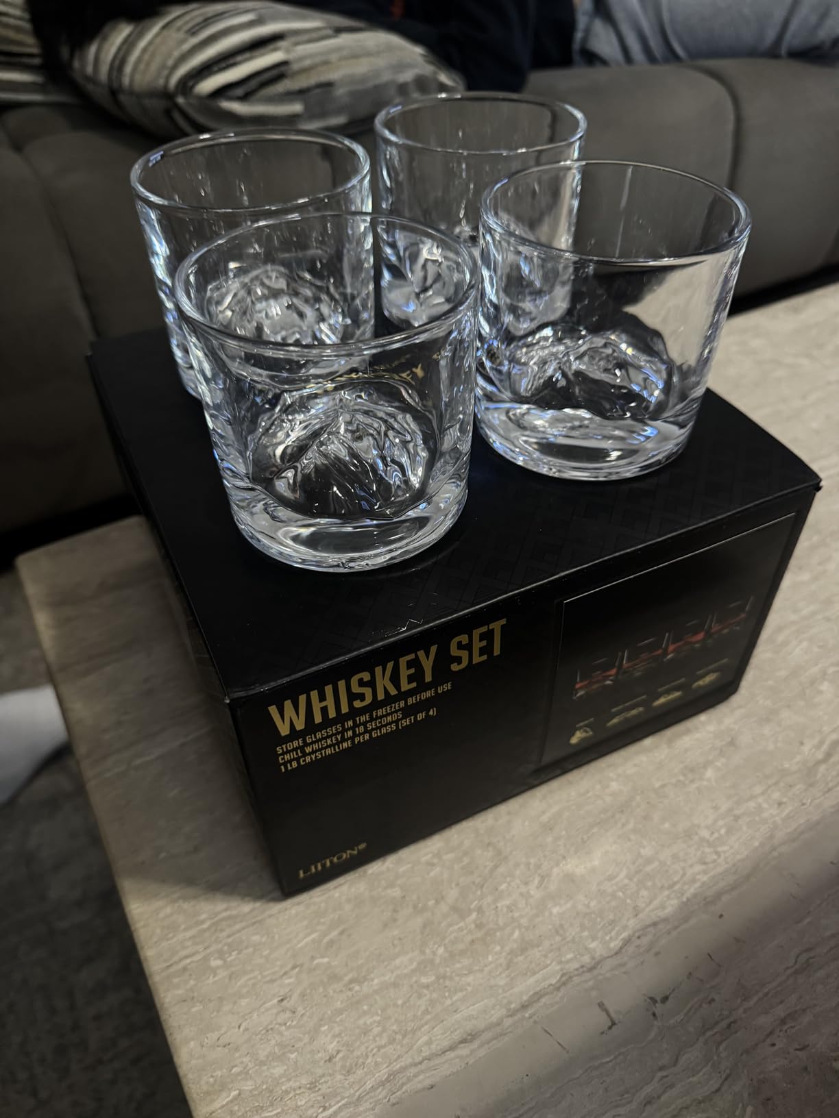 LIITON Grand Canyon Heavy Crystal Whiskey Glasses Gift Set of 2, Thick Freezable Bourbon Glass 1lb Each, Premium Whiskey Gifts for Men, Frozen Crystal Chills Cocktails, 10 oz Customer Review LIITON Grand Canyon Heavy Crystal Whiskey Glasses Gift Set of 2, Thick Freezable Bourbon Glass 1lb Each, Premium Whiskey Gifts for Men, Frozen Crystal Chills Cocktails, 10 oz - Customer Photo 2