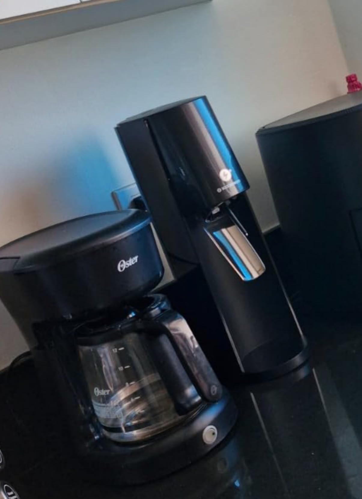 SodaStream - E-TERRA Soda Maker | VALUE BUNDLE | 3 Automatic Carbonation Levels | Includes 2x CO2 Cylinders, 3x 32 Fl Oz Dishwasher Safe Bottles, 2x Bubly Fruit Flavor Drops, 1x Power Adapter | Black - Customer Photo 2
