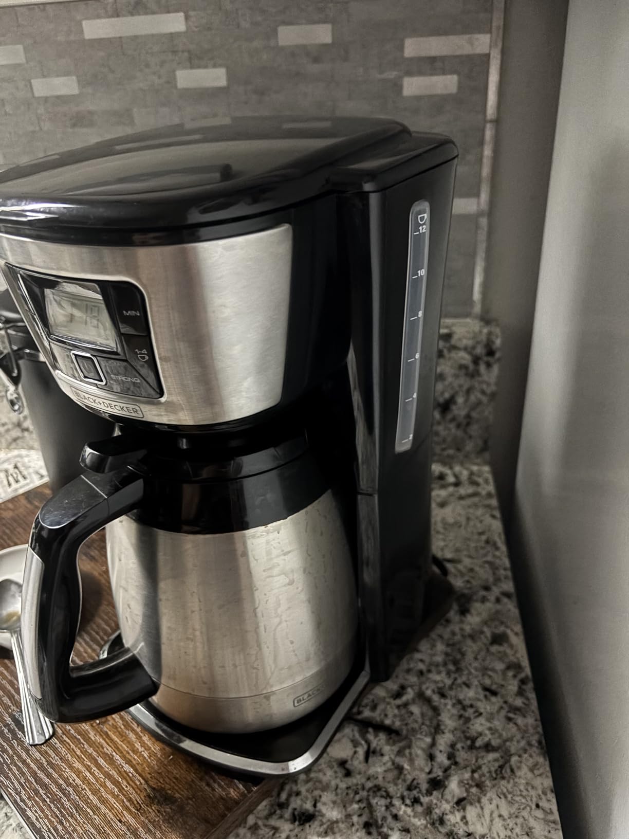 BLACK+DECKER 12 Cup Thermal Programmable Coffee Maker with Brew Strength and VORTEX Technology, Black/Steel, CM2046S customer photo 1