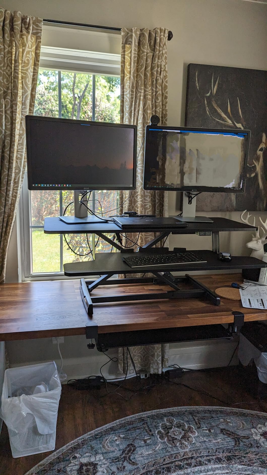 VIVO 36 inch Electric Motor Desk Converter, Height Adjustable Riser, Sit to Stand Dual Monitor and Laptop Workstation with Wide Keyboard Tray, Black, DESK-VE36B Customer Review VIVO 36 inch Electric Motor Desk Converter, Height Adjustable Riser, Sit to Stand Dual Monitor and Laptop Workstation with Wide Keyboard Tray, Black, DESK-VE36B - Customer Photo 1