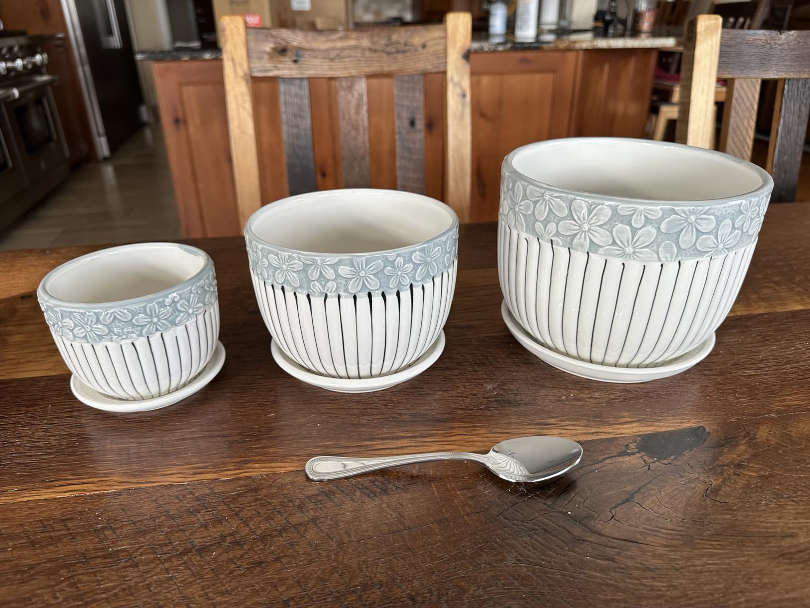 Ceramic Plant Pots Set of 3, 6.75/5.6/4.2 inch Planters with Drainage Holes and Saucer Customer Review Ceramic Plant Pots Set of 3, 6.75/5.6/4.2 inch Planters with Drainage Holes and Saucer - Customer Photo 1