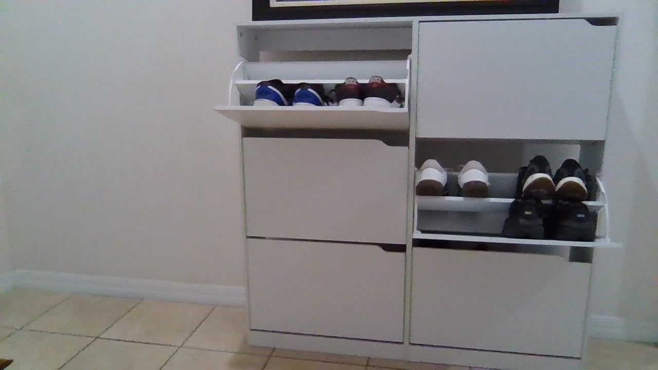 Shoe Cabinet with 3 Flip Drawers, Hidden Wood Shoe Cabinet,Freestanding Shoe Storage Cabinet for Entryway Hallway.White. 47.2