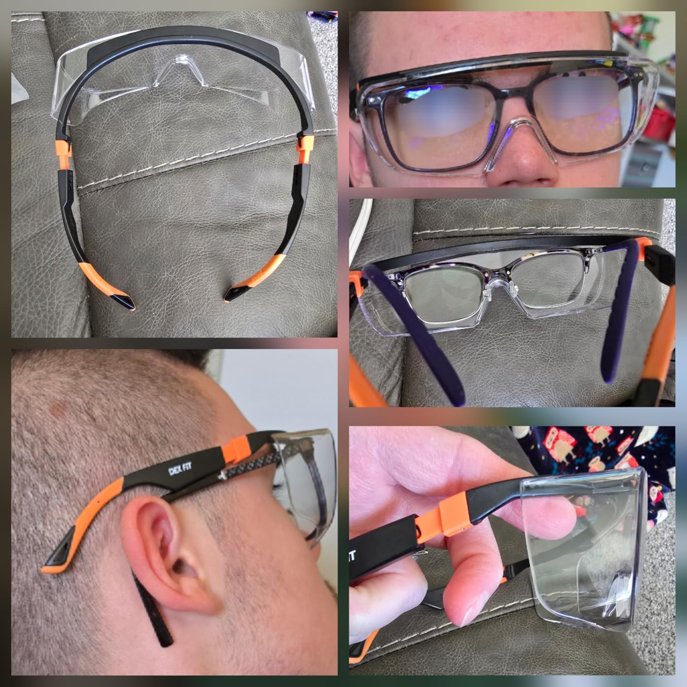 DEX FIT Safety Over Glasses SG210 OTG; Fit Over Your Eyewear, Z87 Eye Protection, Fog & Scratch Resistant, Adjustable for Women & Men, UV Protective (Black & Green Frame, Clear Lens) Customer Review DEX FIT Safety Over Glasses SG210 OTG; Fit Over Your Eyewear, Z87 Eye Protection, Fog & Scratch Resistant, Adjustable for Women & Men, UV Protective (Black & Green Frame, Clear Lens) - Customer Photo 1