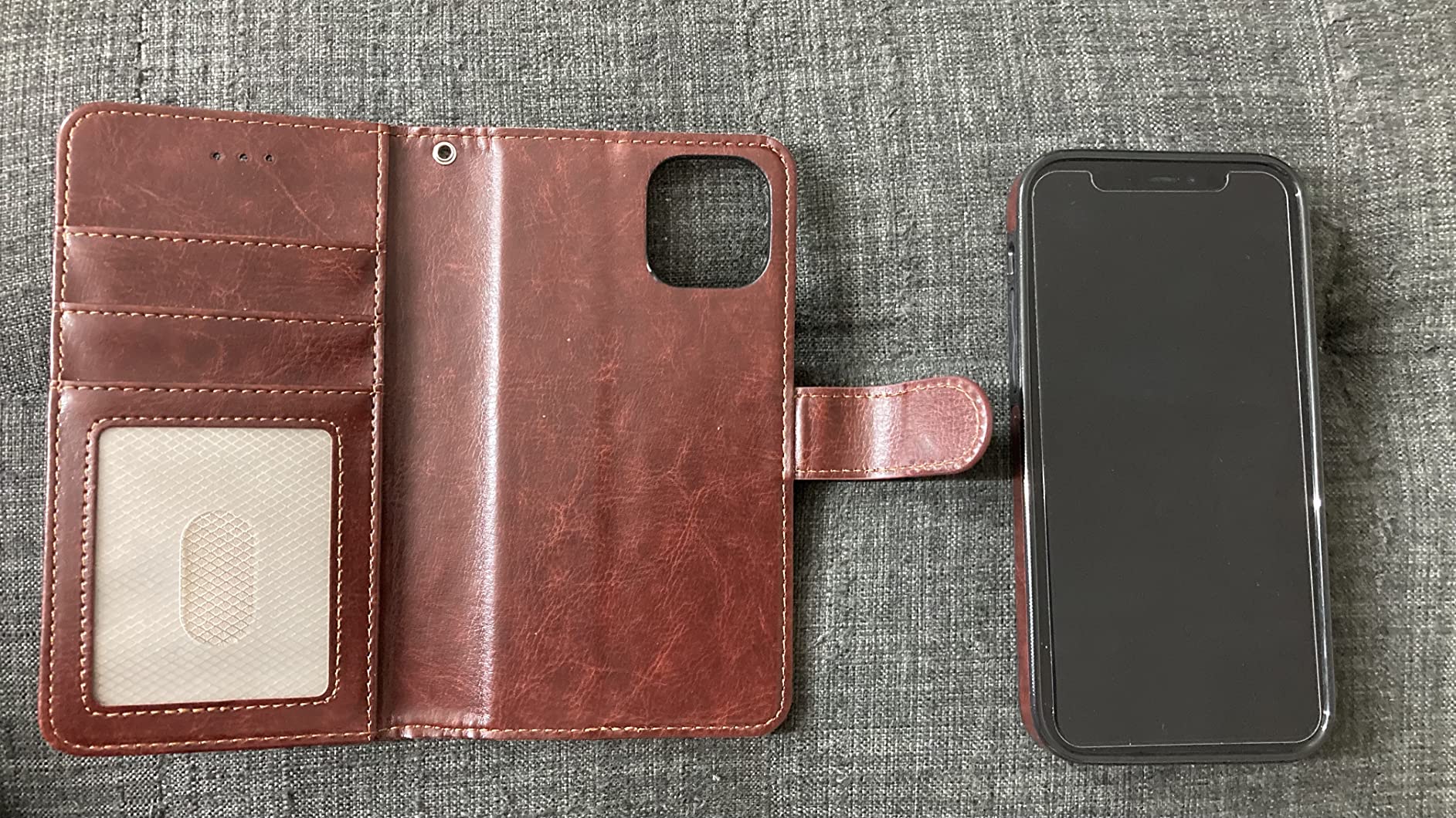 Bocasal for iPhone 12/12 Pro Wallet Case Compatible with MagSafe Wireless Charging, RFID Blocking Magnetic Leather Case with Card Slots Holder Kickstand Detachable Wrist Strap 6.1 Inch (Black) - Customer Photo 2
