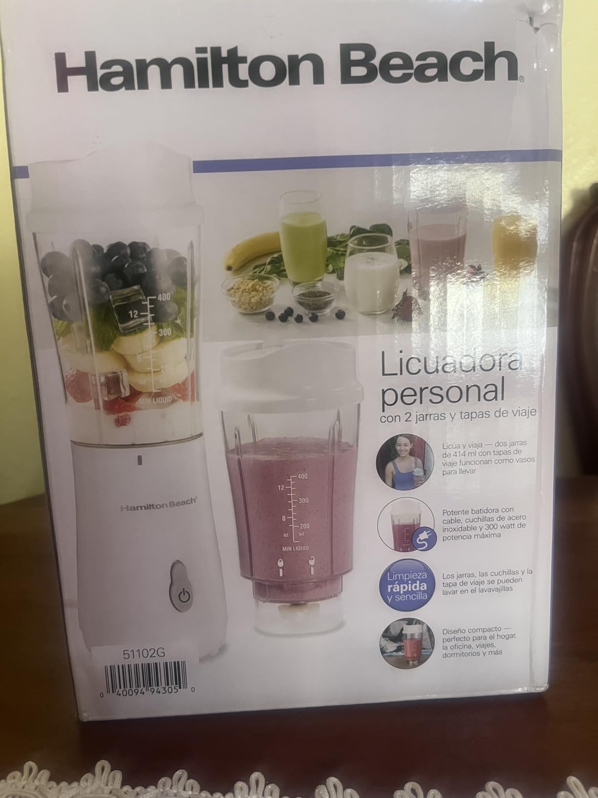 Hamilton Beach Portable Blender for Shakes and Smoothies, 14 Oz BPA Free Travel Cup & Lid, Durable Stainless Steel Blades, Personal Smoothie Blender, Tranquil Blue (51172) Customer Review Hamilton Beach Portable Blender for Shakes and Smoothies, 14 Oz BPA Free Travel Cup & Lid, Durable Stainless Steel Blades, Personal Smoothie Blender, Tranquil Blue (51172) - Customer Photo 2
