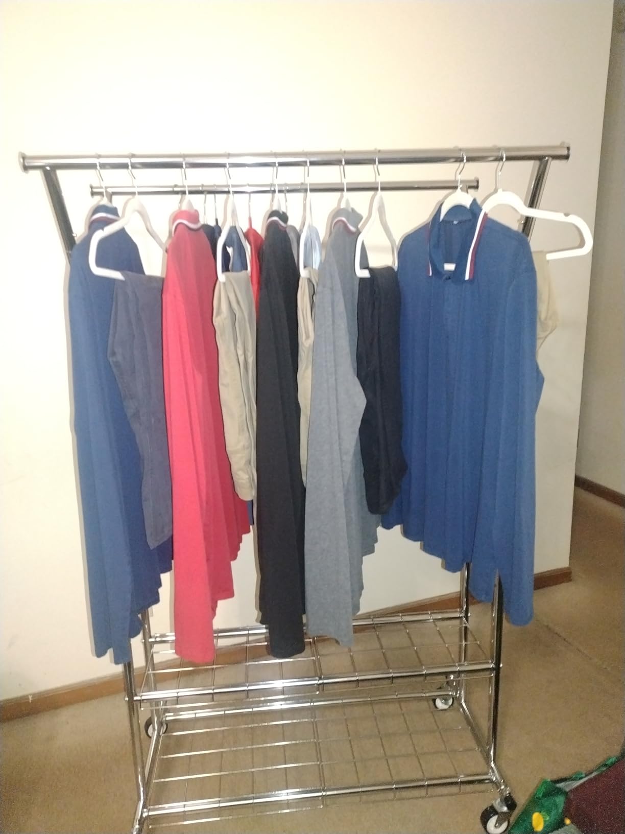 Heavy Duty Clothes Rack, Rolling Clothing Rack With Shelves Load 620 LBS, Double Rod Clothing Racks for Hanging Clothes, Portable& Adjustable Clothes Rack with Wheels Garment Rack Customer Review Heavy Duty Clothes Rack, Rolling Clothing Rack With Shelves Load 620 LBS, Double Rod Clothing Racks for Hanging Clothes, Portable& Adjustable Clothes Rack with Wheels Garment Rack - Customer Photo 1