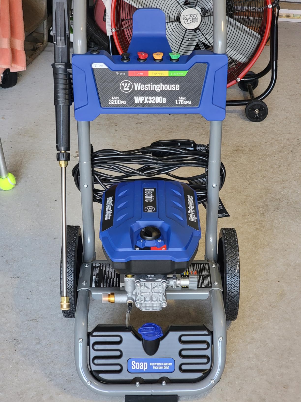 Westinghouse WPX3400e Electric Pressure Washer, 3400 Max PSI and 2.0 Max GPM, Brushless Motor, Onboard Soap Tank, Spray Gun and Wand, 5 Nozzle Set, for Cars/Fences/Driveways/Homes/Patios/Furniture customer photo 2