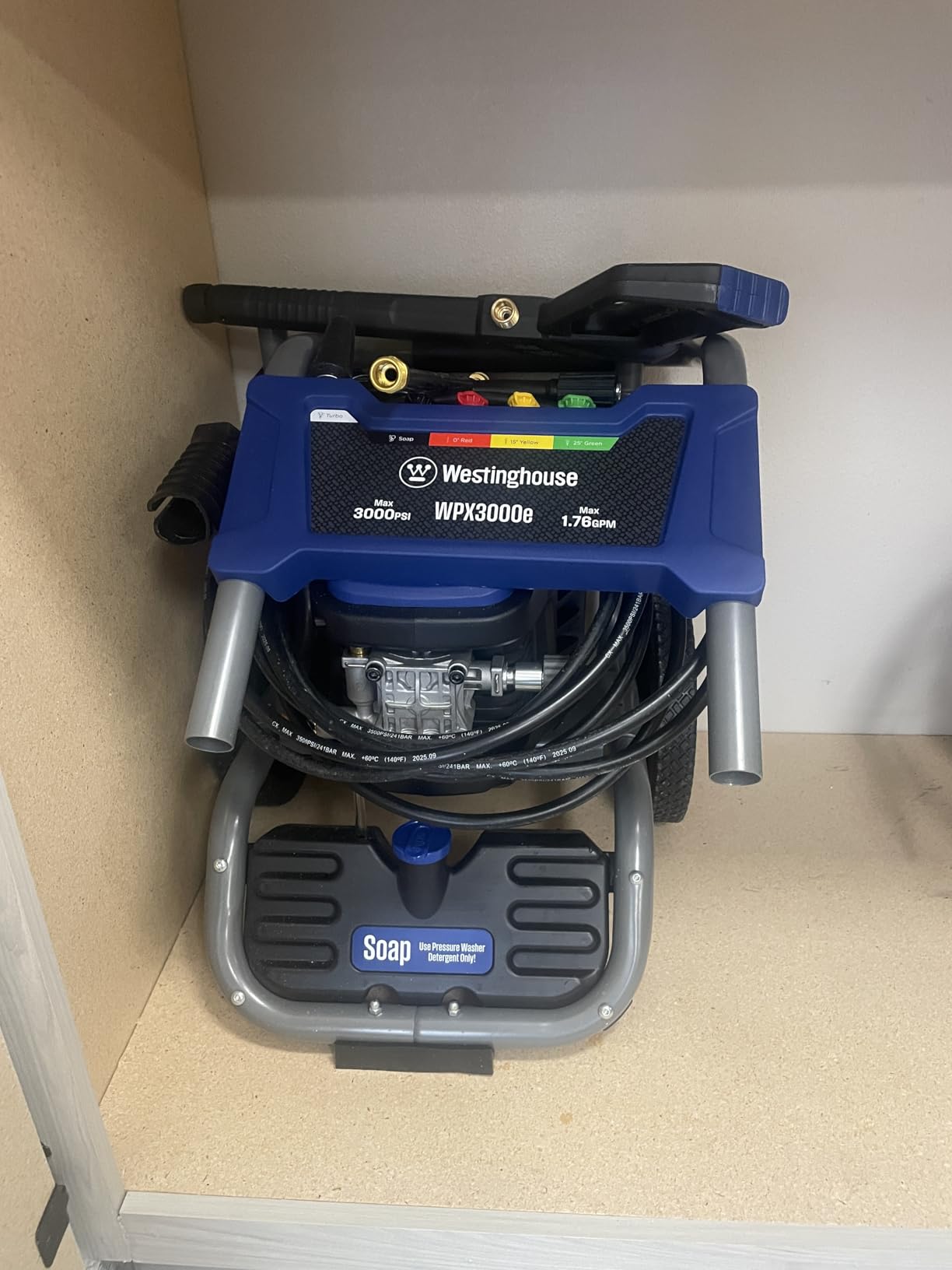 Westinghouse WPX3000e Electric Pressure Washer, 3000 Max PSI and 1.76 Max GPM, Induction Motor, Onboard Soap Tank, Spray Gun and Wand, 5 Nozzle Set, for Cars/Fences/Driveways/Homes/Patios/Furniture customer photo 1