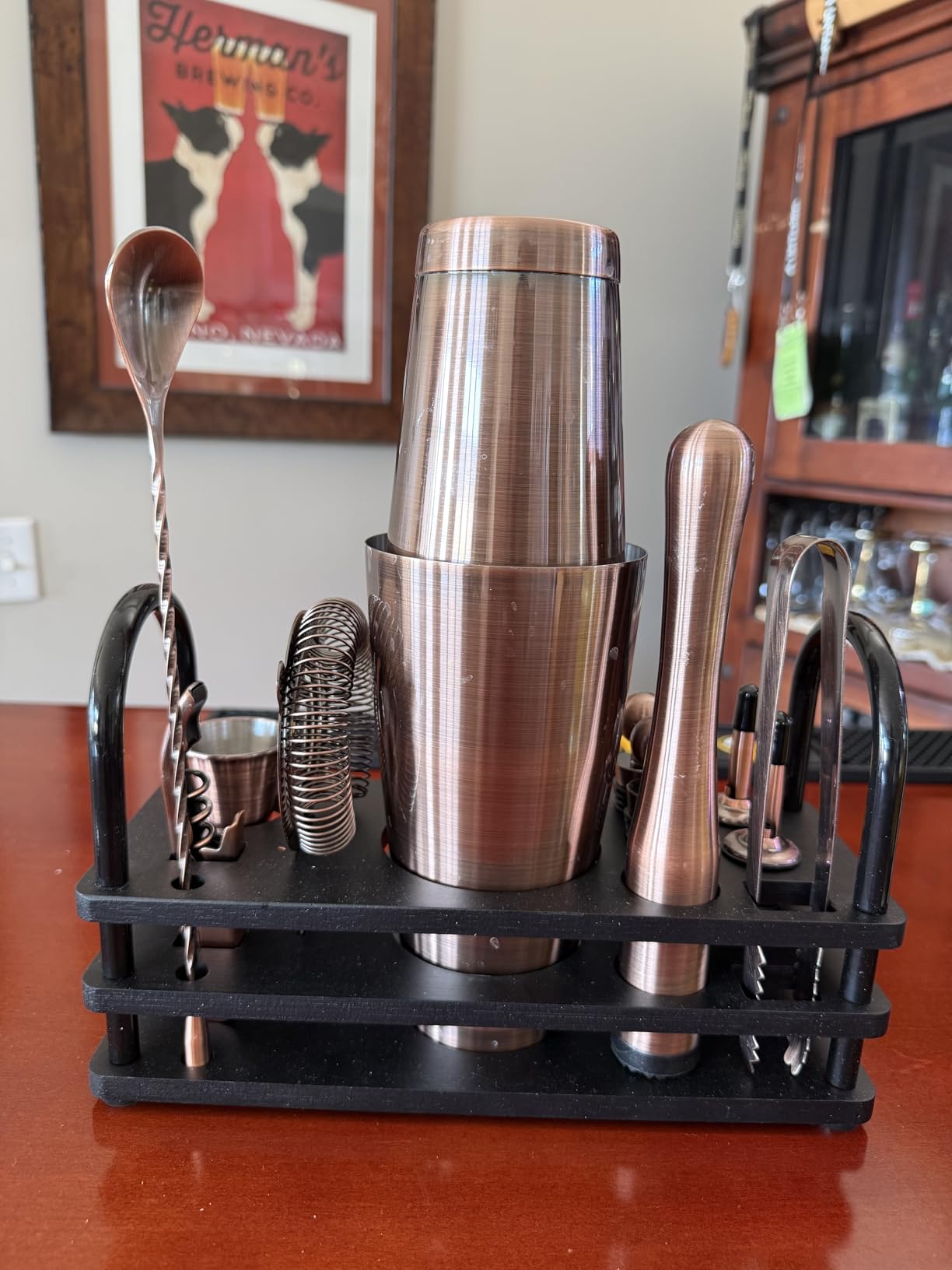 BARE BARREL® Mixology Bartender Kit Bar Set | 14-Piece Cocktail Shaker Set | Martini Barware Mixing Tools for Home Bartending | 35 Recipe Cards | Gift Set (28oz Boston Shaker, Jet Black/Black) Customer Review BARE BARREL® Mixology Bartender Kit Bar Set | 14-Piece Cocktail Shaker Set | Martini Barware Mixing Tools for Home Bartending | 35 Recipe Cards | Gift Set (28oz Boston Shaker, Jet Black/Black) - Customer Photo 1