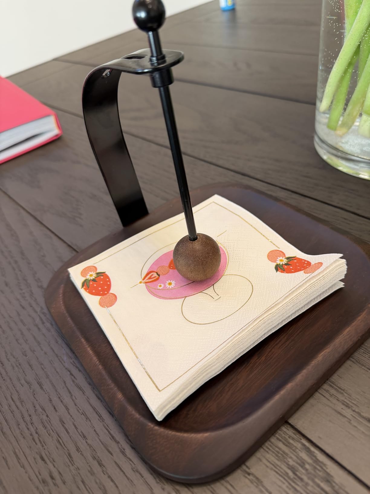 North American Walnut Napkin Holder for Table - Handcrafted Classic Style Wooden Cocktail Napkin Holder Fits 5-7