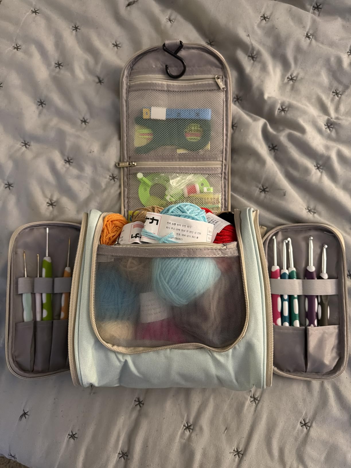 Yarniss Crochet Kits with Case, Beginner Crochet Set Includes 1050 Yards Crochet Yarn & 12 Size Ergonomic Crochet Hooks,Mint Customer Review Yarniss Crochet Kits with Case, Beginner Crochet Set Includes 1050 Yards Crochet Yarn & 12 Size Ergonomic Crochet Hooks,Mint - Customer Photo 2
