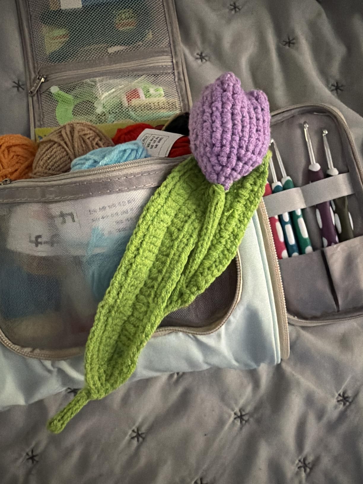 Yarniss Crochet Kits with Case, Beginner Crochet Set Includes 1050 Yards Crochet Yarn & 12 Size Ergonomic Crochet Hooks,Mint Customer Review Yarniss Crochet Kits with Case, Beginner Crochet Set Includes 1050 Yards Crochet Yarn & 12 Size Ergonomic Crochet Hooks,Mint - Customer Photo 3