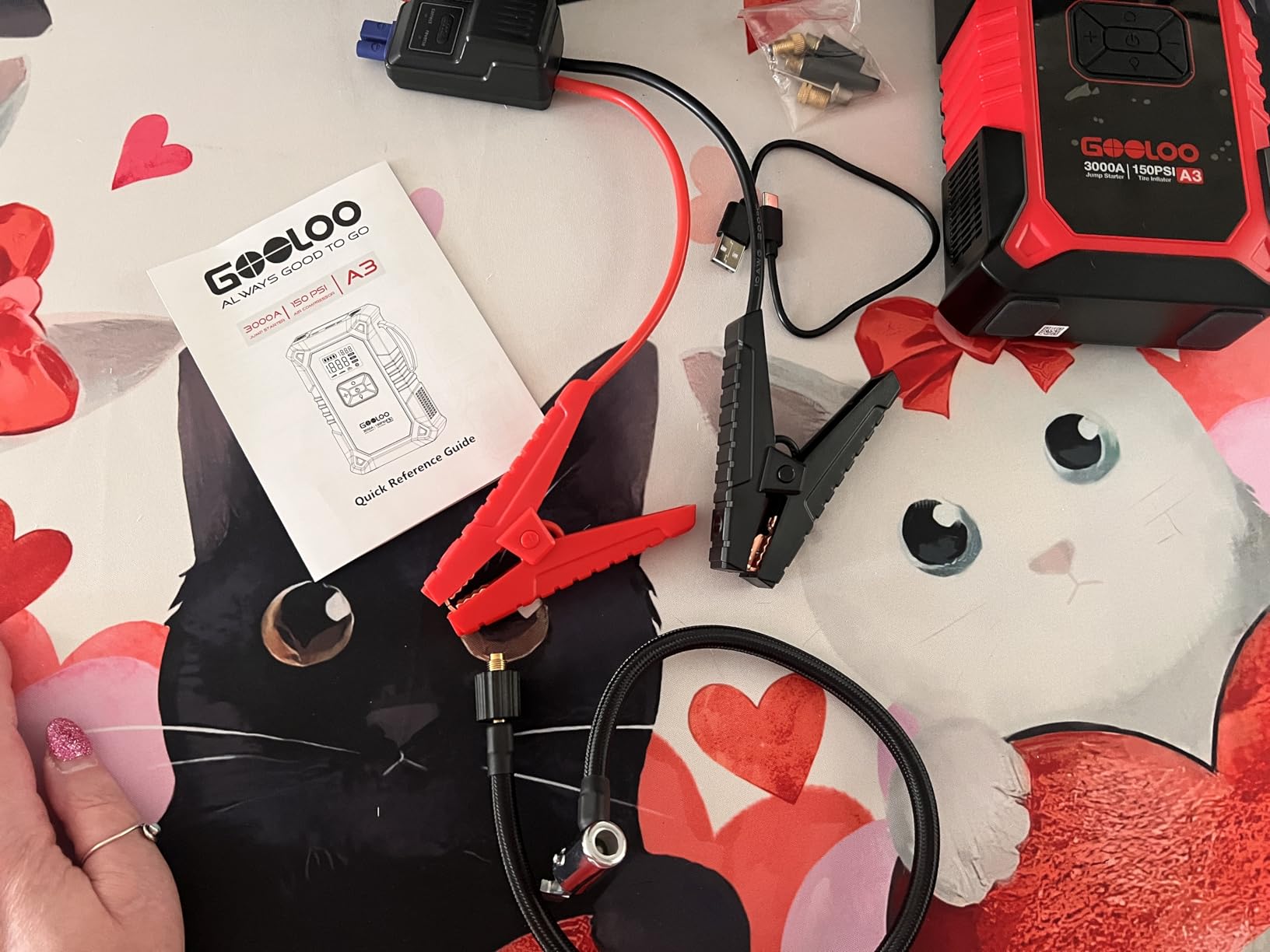 GOOLOO A3 12V 3000A Portable Jump Starter with Air Compressor | Car Battery Booster Pack with 150 PSI Auto-Off Tire Inflator customer photo 2