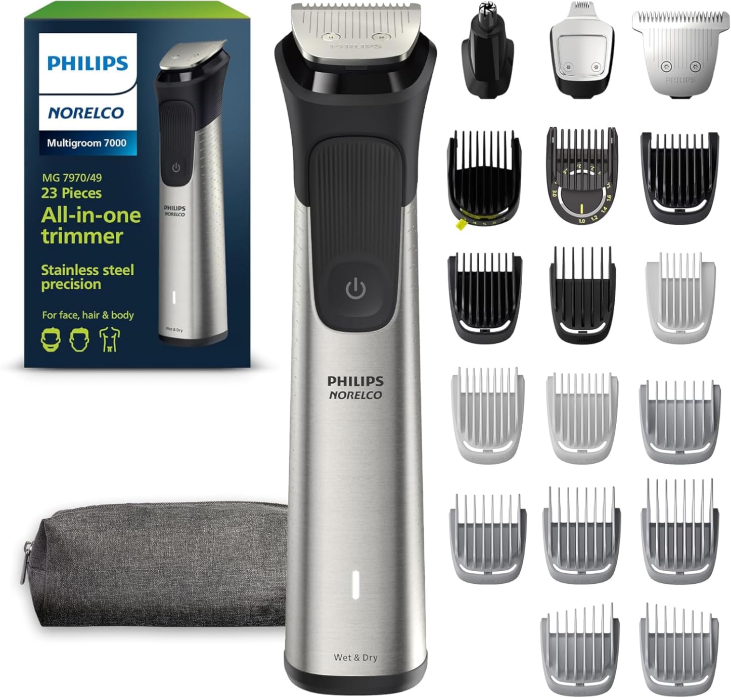 Norelco Philips All-in-One 7000 Series 23-Piece Trimmer - Electric Shaver and Clipper for Face, Beard, Head & Body, Self-Sharpening Titanium Blades, 26 Length Settings (0.5-16 mm), MG7970/49 Customer Review Norelco Philips All-in-One 7000 Series 23-Piece Trimmer - Electric Shaver and Clipper for Face, Beard, Head & Body, Self-Sharpening Titanium Blades, 26 Length Settings (0.5-16 mm), MG7970/49 - Customer Photo 1
