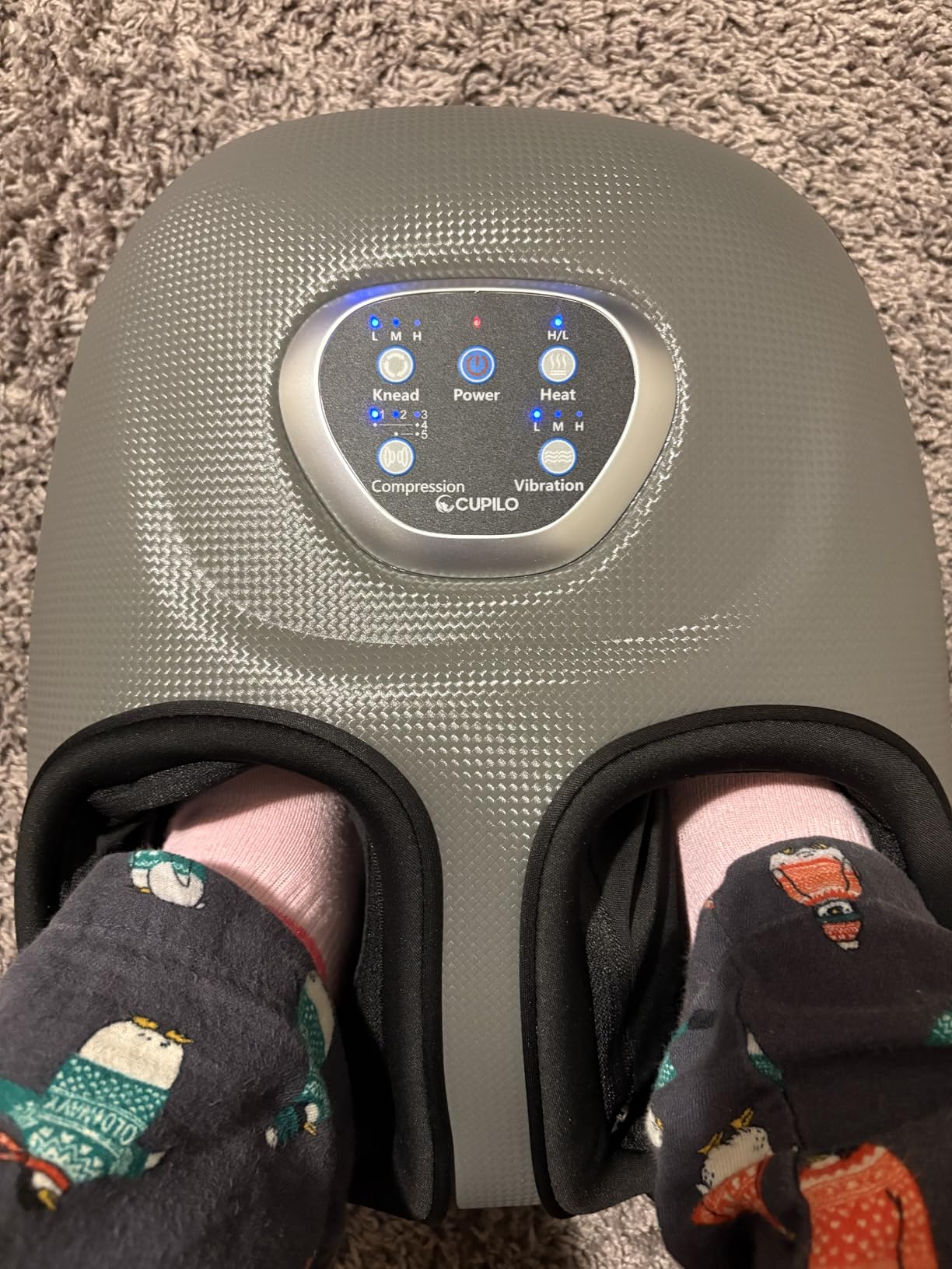 CuPiLo FSA Eligible Foot Massager for Plantar Fasciitis, HSA Store Feet Massager with Heat, Vibration & Compression, Deep Kneading for Tired Feet, Valentine's Birthday Gift for Women Men（with Remote） - Customer Photo 1