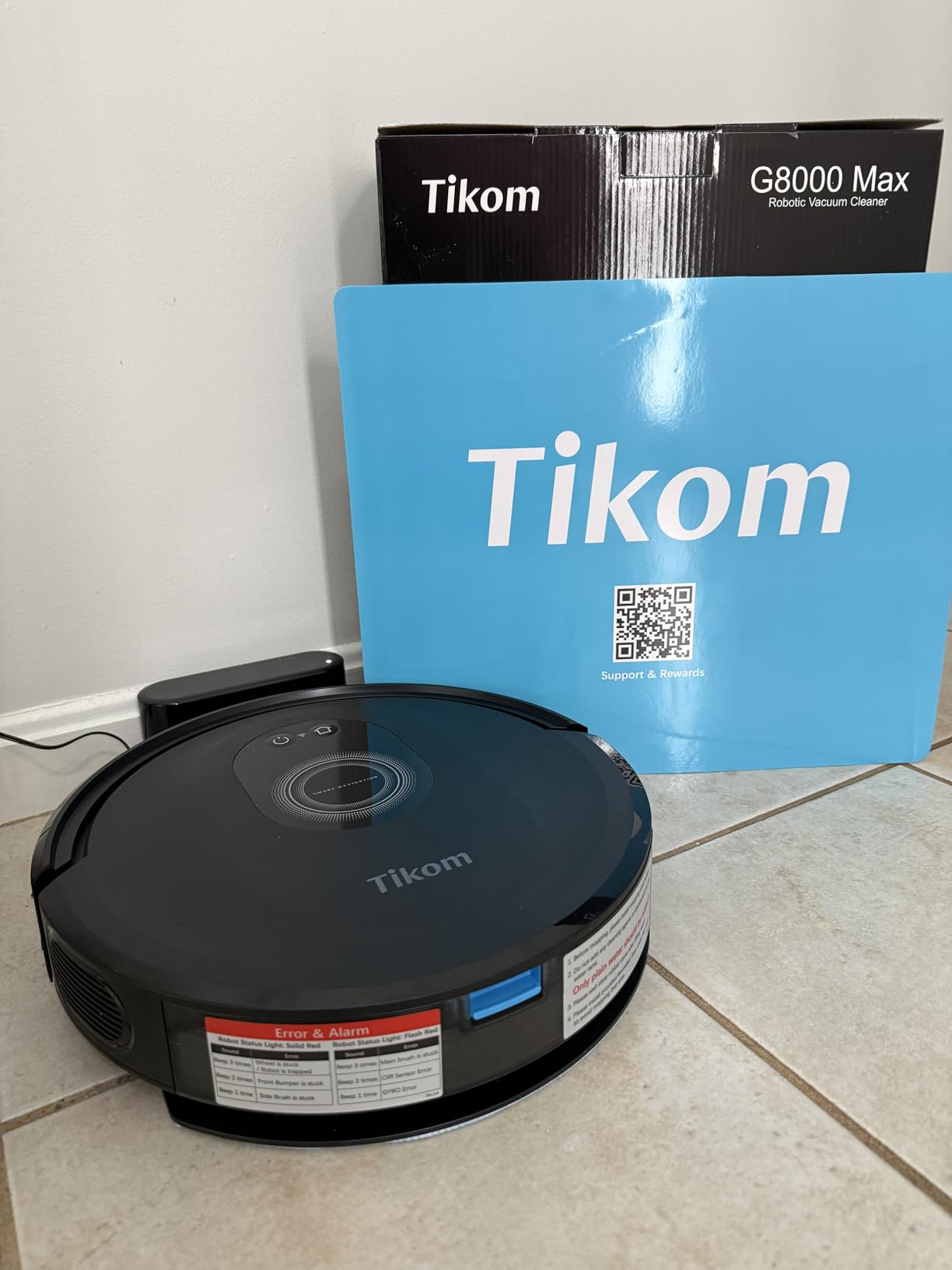 Tikom Robot Vacuum and Mop Combo, 5000Pa Robotic Vacuum Cleaner, 150 Min Max, App & Remote Control, Ideal for Hard Floor, Carpet, Pet Hair, Self-Charge(G8000 Max) customer photo 1