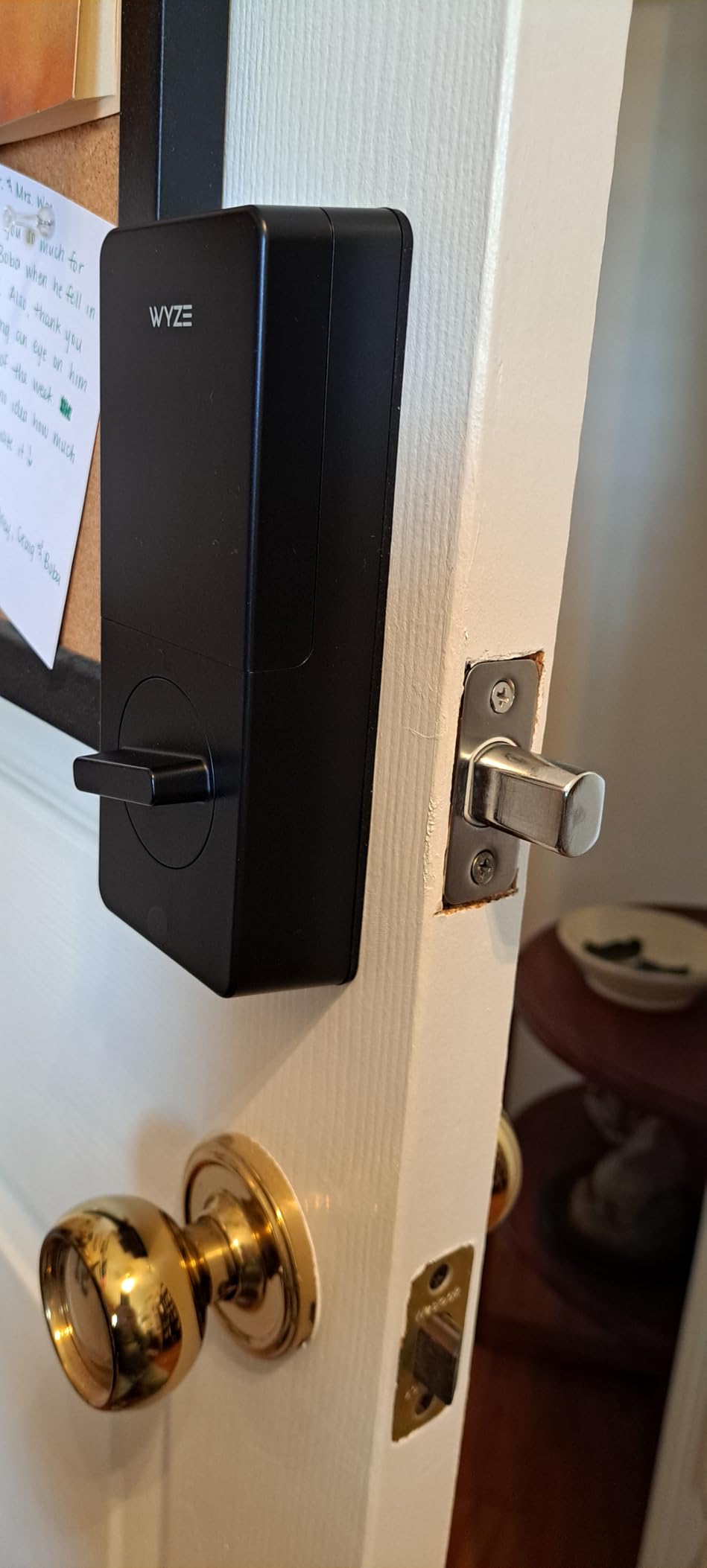 Wyze Auto-Lock Bolt v2, Fingerprint Keyless Entry Smart Lock, AI Learning Scanner with Wi-Fi Front Door Lock Deadbolt, Auto-Lock, 8 Months Battery, BHMA2, IP53, Anti-Peep Keypad, Backup Keys - Customer Photo 2