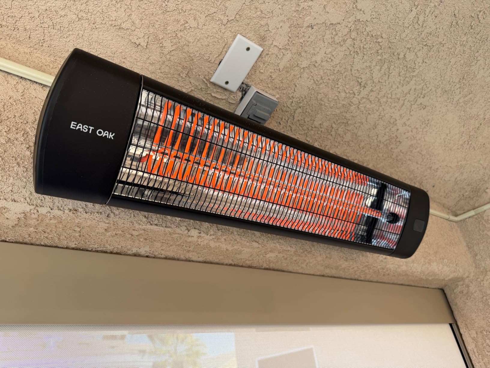 EAST OAK Electric Patio Heater | 1500W Wall Mounted Infrared Heater for Outdoor, Garage, Backyard, Restaurant | 24H Timer, IP65 Waterproof | 3 Heat Levels & Overheating Protection | Black Customer Review EAST OAK Electric Patio Heater | 1500W Wall Mounted Infrared Heater for Outdoor, Garage, Backyard, Restaurant | 24H Timer, IP65 Waterproof | 3 Heat Levels & Overheating Protection | Black - Customer Photo 1