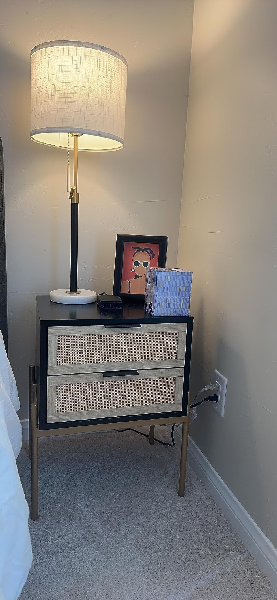Nathan James Solace Mid Century Modern 2 Drawer Nightstand with Solid Wood Frame and Rounded Details, Light Brown Set of 2 - Customer Photo 4