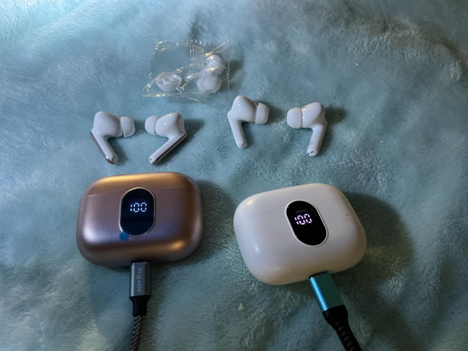 Wireless Earbuds, Bluetooth 5.4 Headphones Bass Stereo, Ear Buds with Noise Cancelling Mic, LED Display in Ear Earphones Clear Calls, IP7 Waterproof Bluetooth Earbuds for Phones/Sports/Laptop, Black - Customer Photo 1