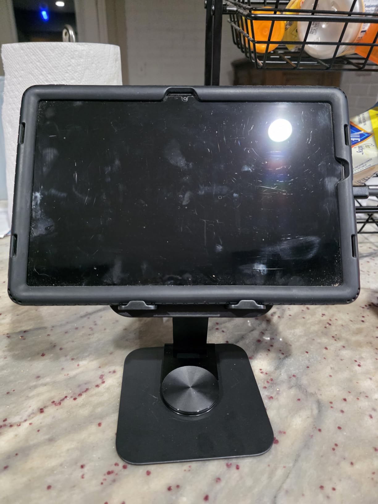Lamicall Adjustable iPad Stand for Desk - [Ultra-Slim Foldable][360°Rotation] Tablet Stand with Heavy-Duty Base, Tablet Holder Gifts for 4.7-13