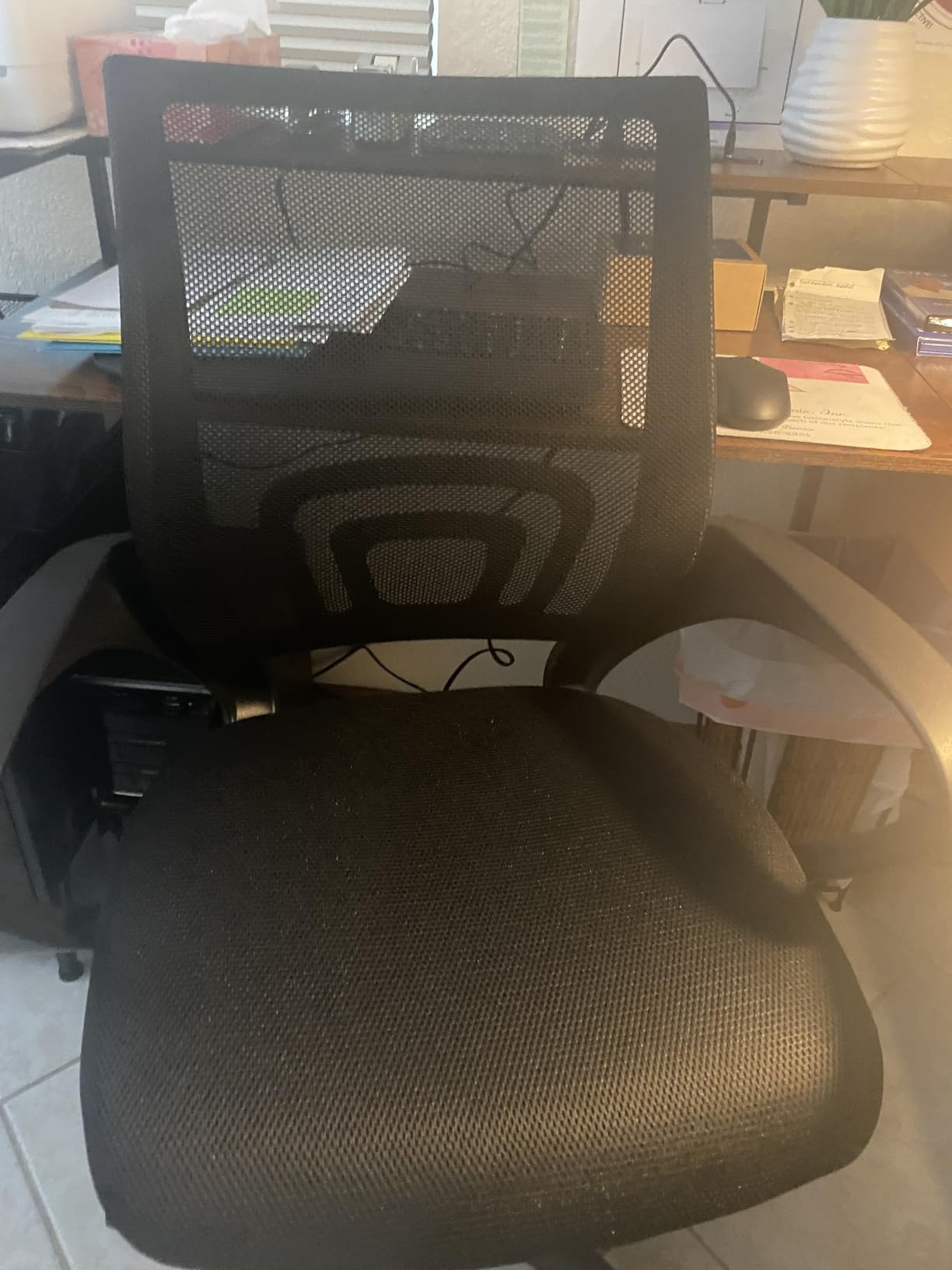 BestOffice Ergonomic Office Chair Mid-Back Swivel Desk Chair Breathable Backrest Lumbar Support Adjustable Height Sponge Seat Rolling Wheels Dark Black customer photo 2