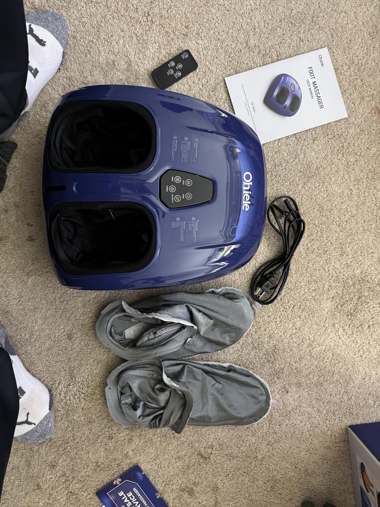 Ohiele Foot Massager with Heat, Shiatsu Deep Kneading Foot Massager, Plantar Fasciitis Massager, and Heat for Plantar Fasciitis, Neuropathy, Suitable for Women Men, Fits Up to 13 (Dark Blue,Corded) - Customer Photo 1