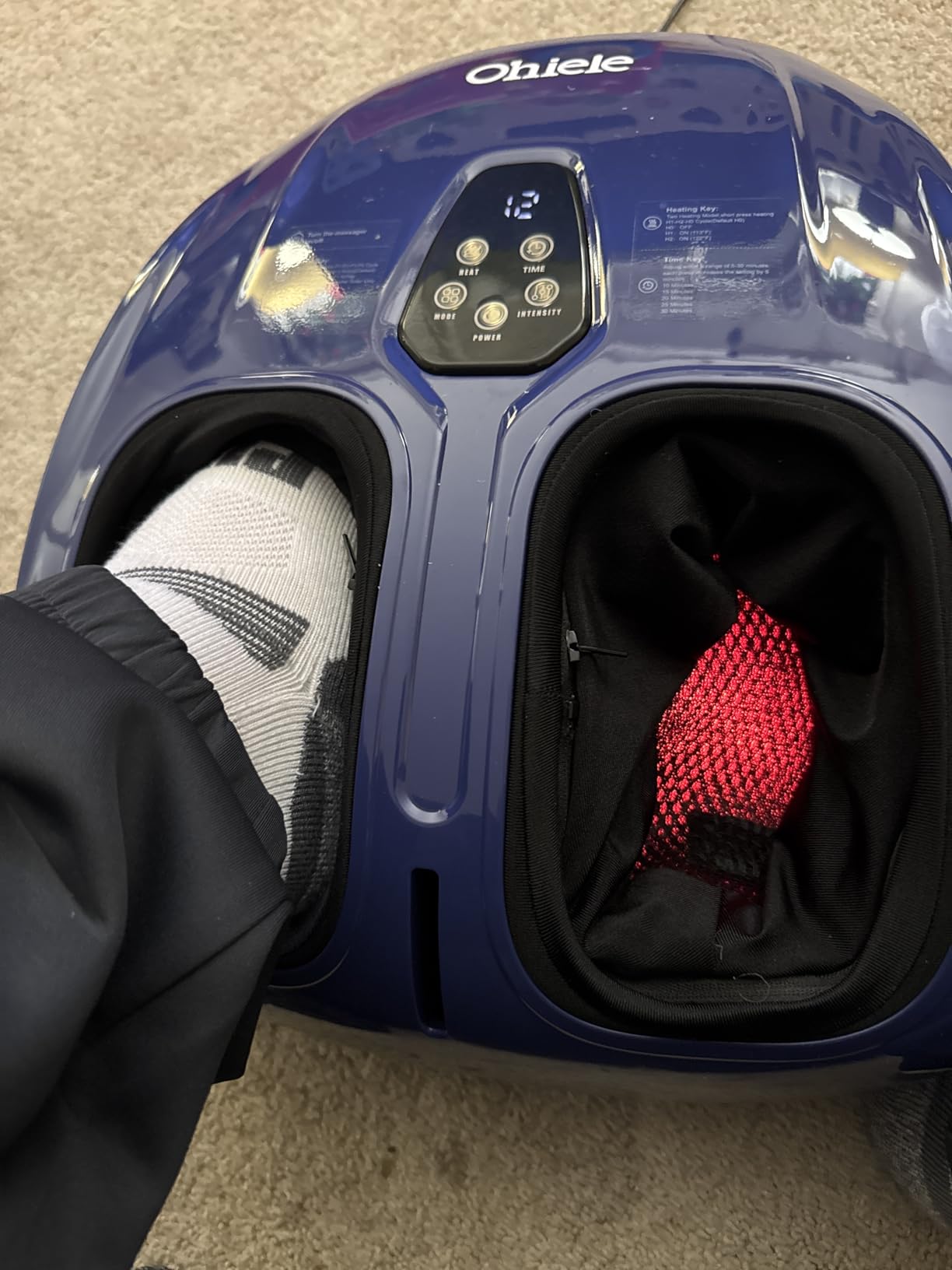 Ohiele Foot Massager with Heat, Shiatsu Deep Kneading Foot Massager, Plantar Fasciitis Massager, and Heat for Plantar Fasciitis, Neuropathy, Suitable for Women Men, Fits Up to 13 (Dark Blue,Corded) - Customer Photo 2