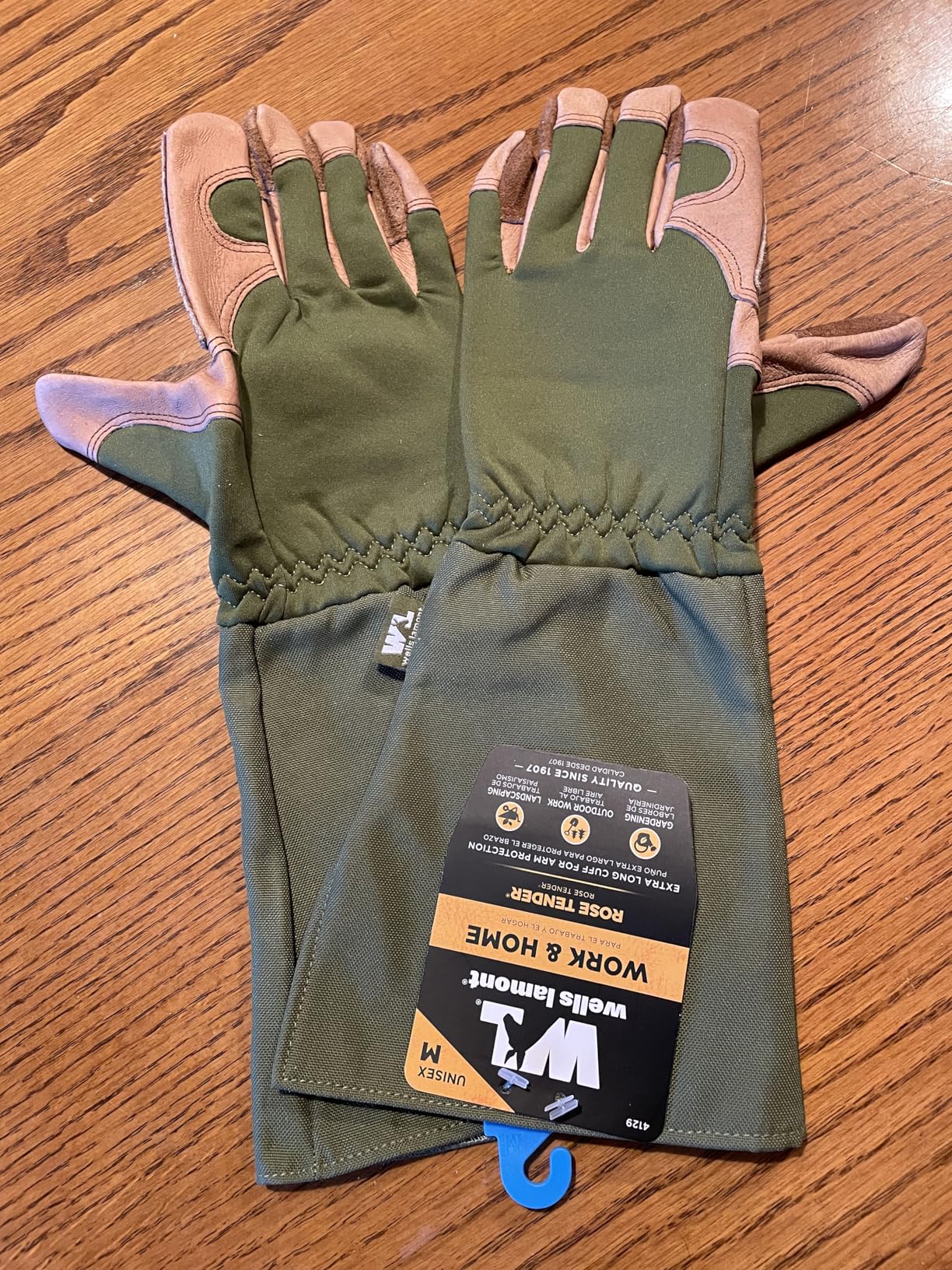 Wells Lamont Rosetender Gardening Gloves for Women – Thorn Proof Garden Gloves, Grain Leather Long Gloves for Pruning & Yard Work, 4129-300, Medium - Customer Photo 2