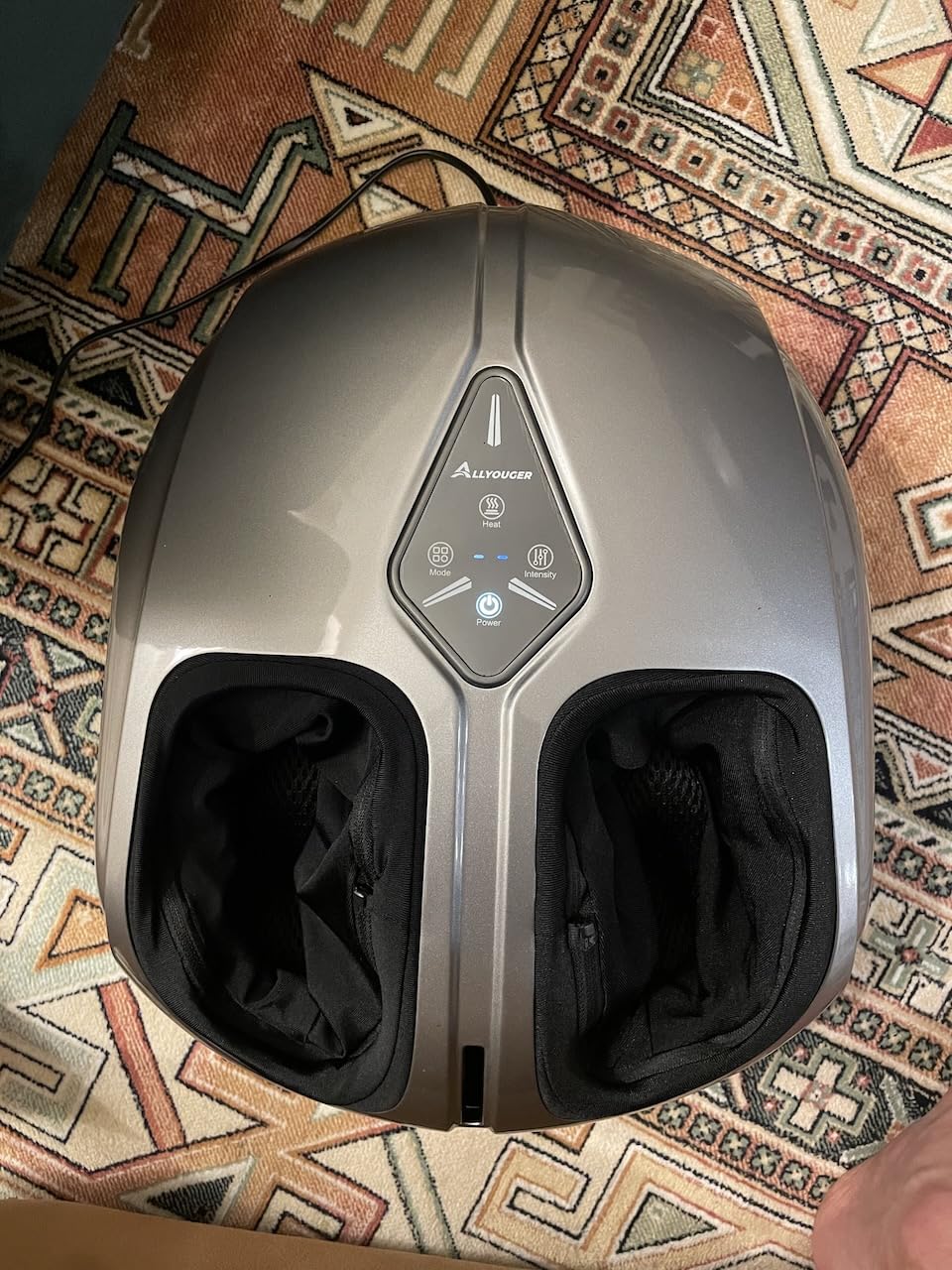 ALLYOUGER Shiatsu Foot Massager with Heat,Vibration,Air Compression and Deep Kneading for Plantar Fasciitis, Neuropathy,Improve Foot Wellness,Gifts for Women & Men（Silver） - Customer Photo 2