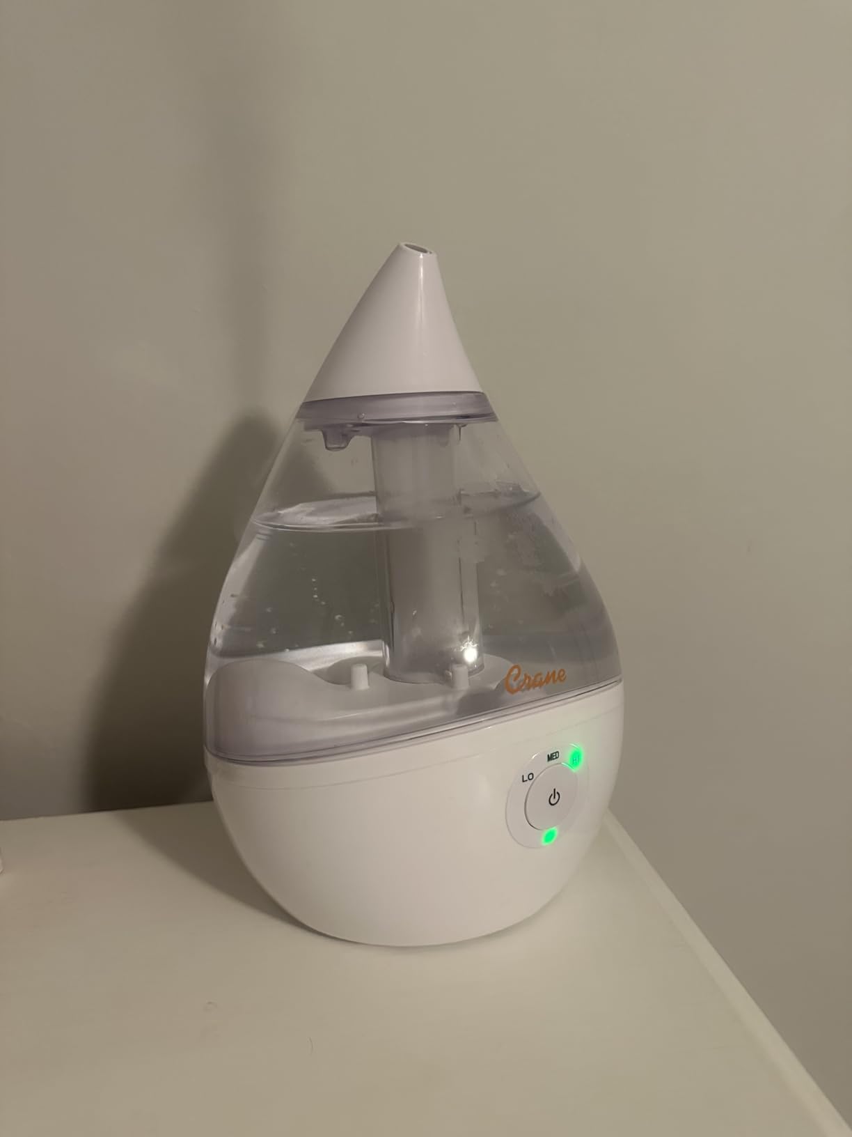 Crane Teardrop Ultrasonic Cool Mist Baby Humidifier for Nursery, Essential Oil Diffuser, Adjustable Settings, Auto Shut-Off, Grey, 0.5 Gallon customer photo 1