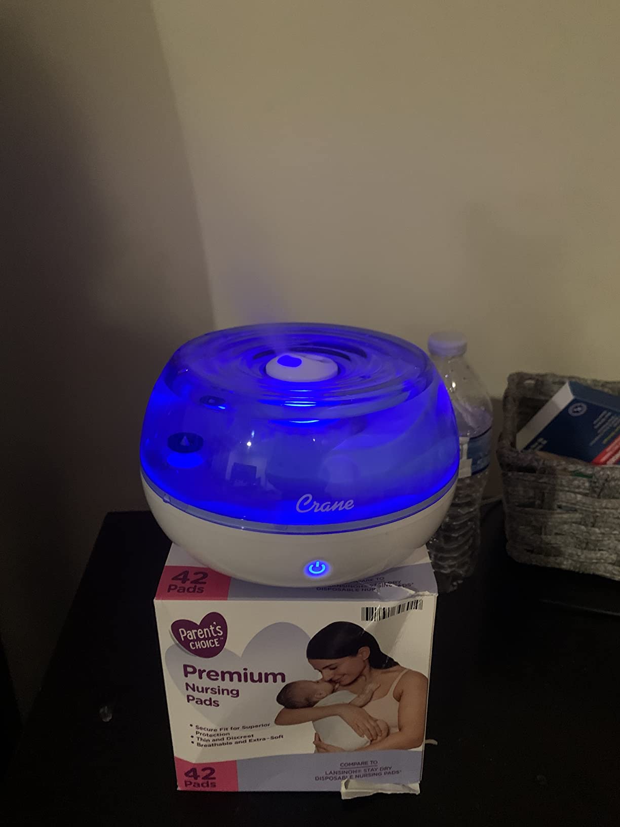 Crane Personal Ultrasonic Cool Mist Travel Humidifier and Vaporizer for Congestion Relief, 360° Adjustable Nozzle, Filter-Free .75 Liter Tank, Blue/White, Office Humidifier customer photo 2