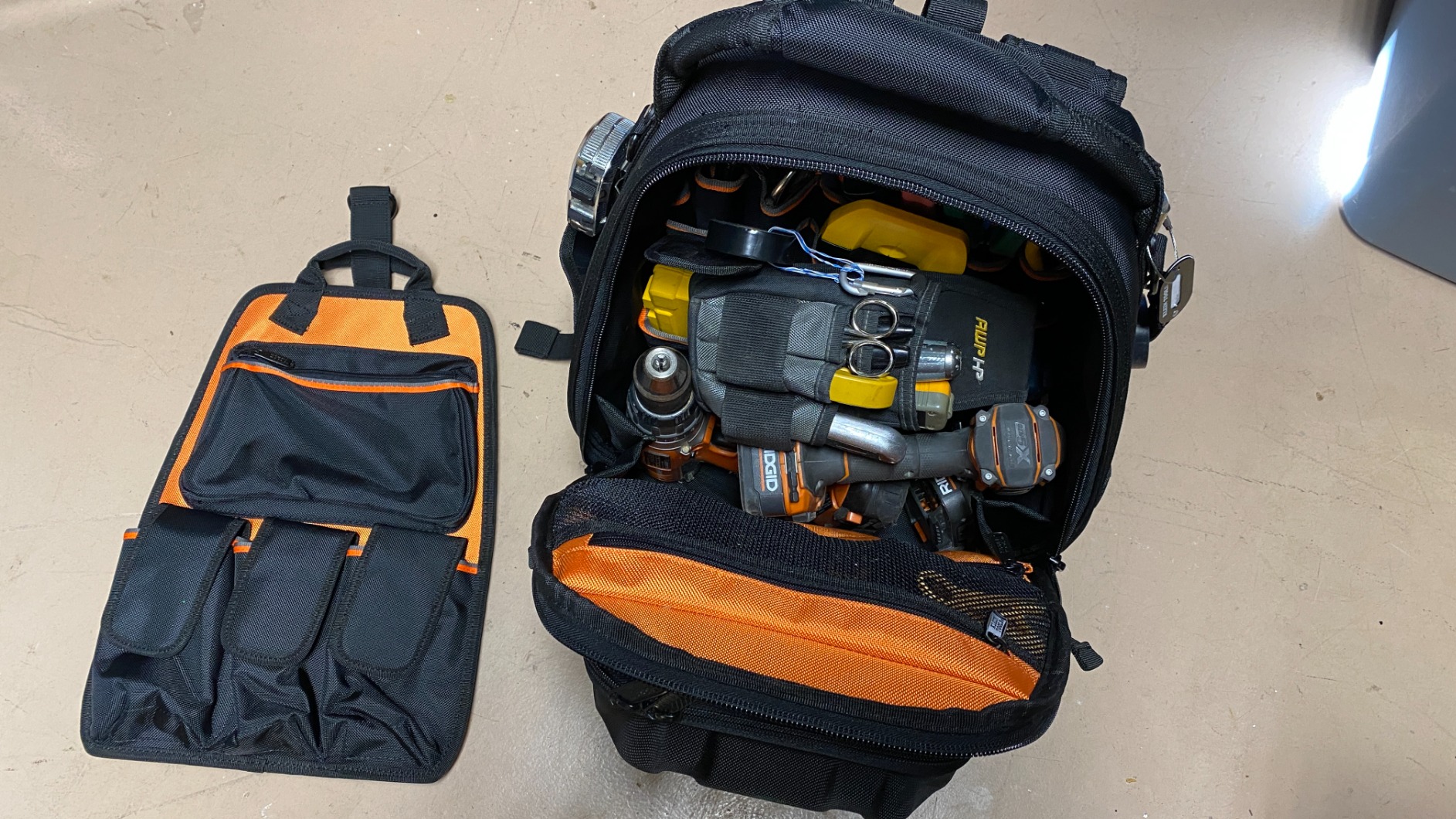 Klein Tools 55485 Tool Bag Backpack, 48 Pockets, Black/Orange/Gray customer photo 1