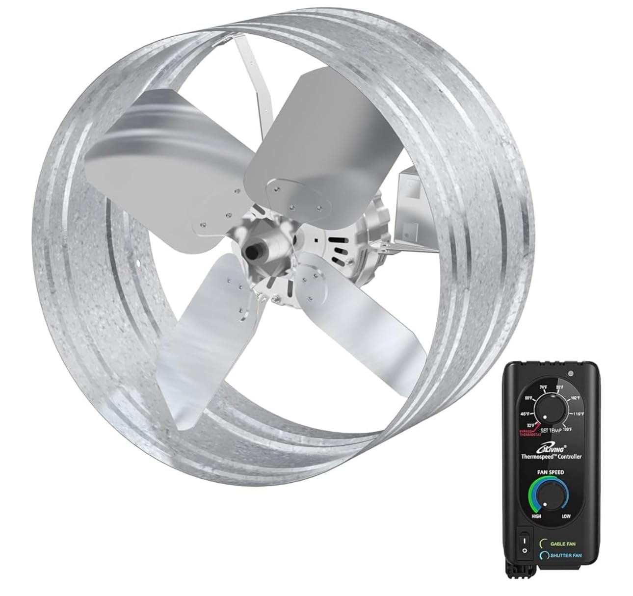 iLIVING HYBRID Ready Smart Thermostat Solar Roof Attic Exhaust Fan, 14