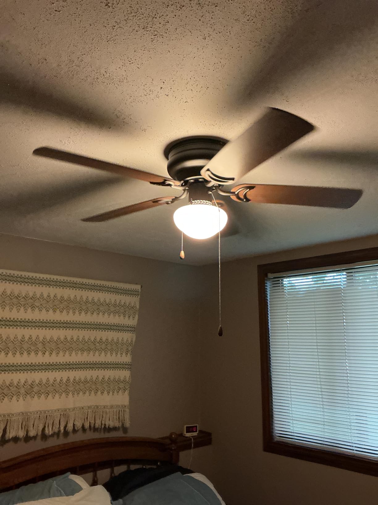 Prominence Home Alvina Traditional 44 Inch Ceiling Fan with Light, LED Flush Mount Ceiling Fan, Indoor Fan with 5 Blades, Gray Oak and Brown Walnut Blade Finish Options, Satin Nickel (51585-01) customer photo 1
